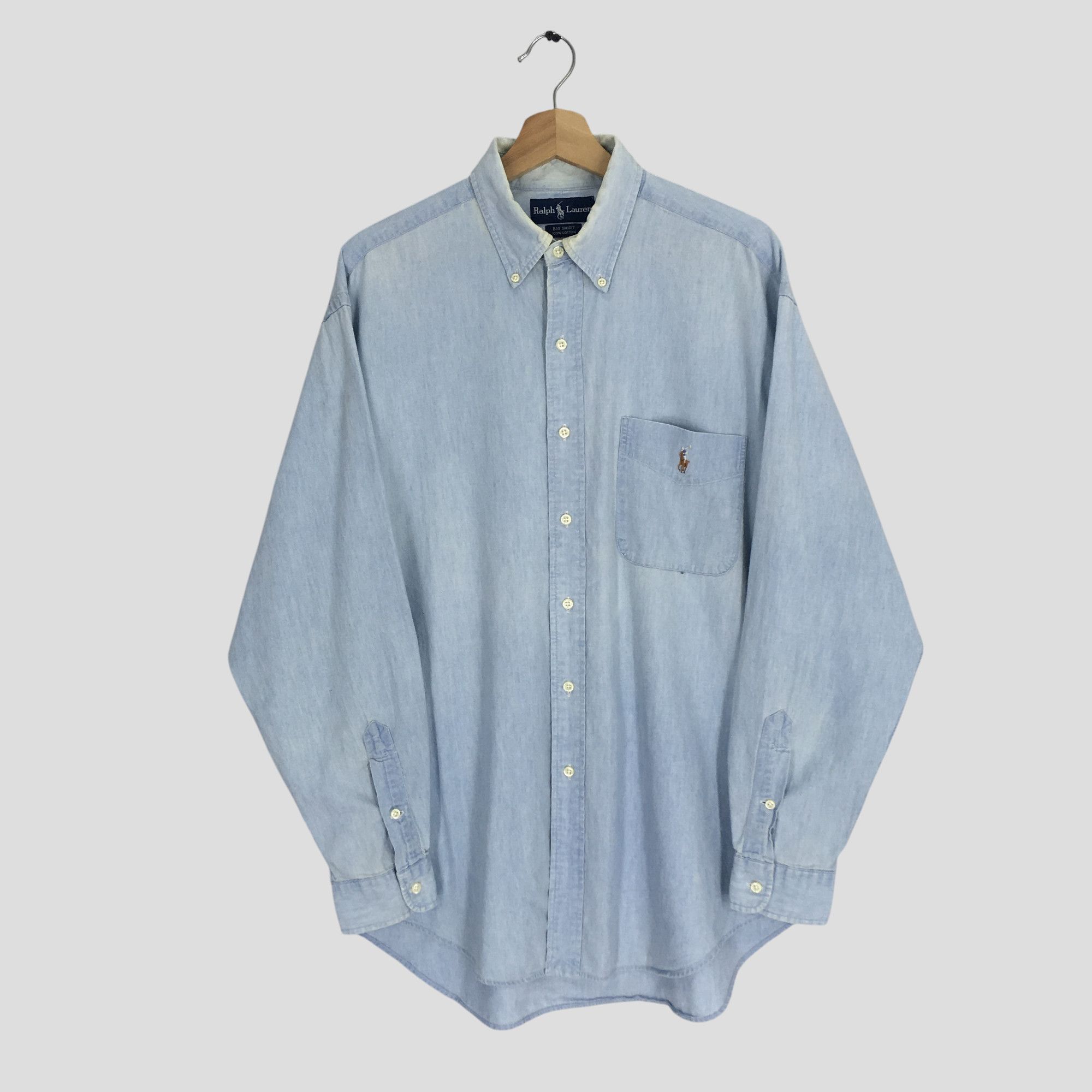 Vintage 90s Polo Ralph Lauren Denim Polo Pony Jeans Shirt