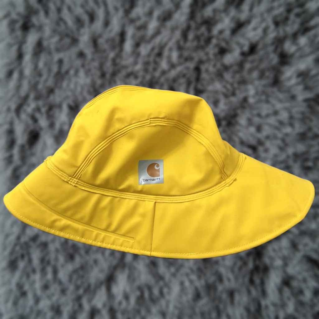 Carhartt VINTAGE Carhartt Surrey Hat Mens M/L Yellow Waterproof PVC Bucket Lined Hat 101181 701 Size ONE SIZE - 1 Thumbnail
