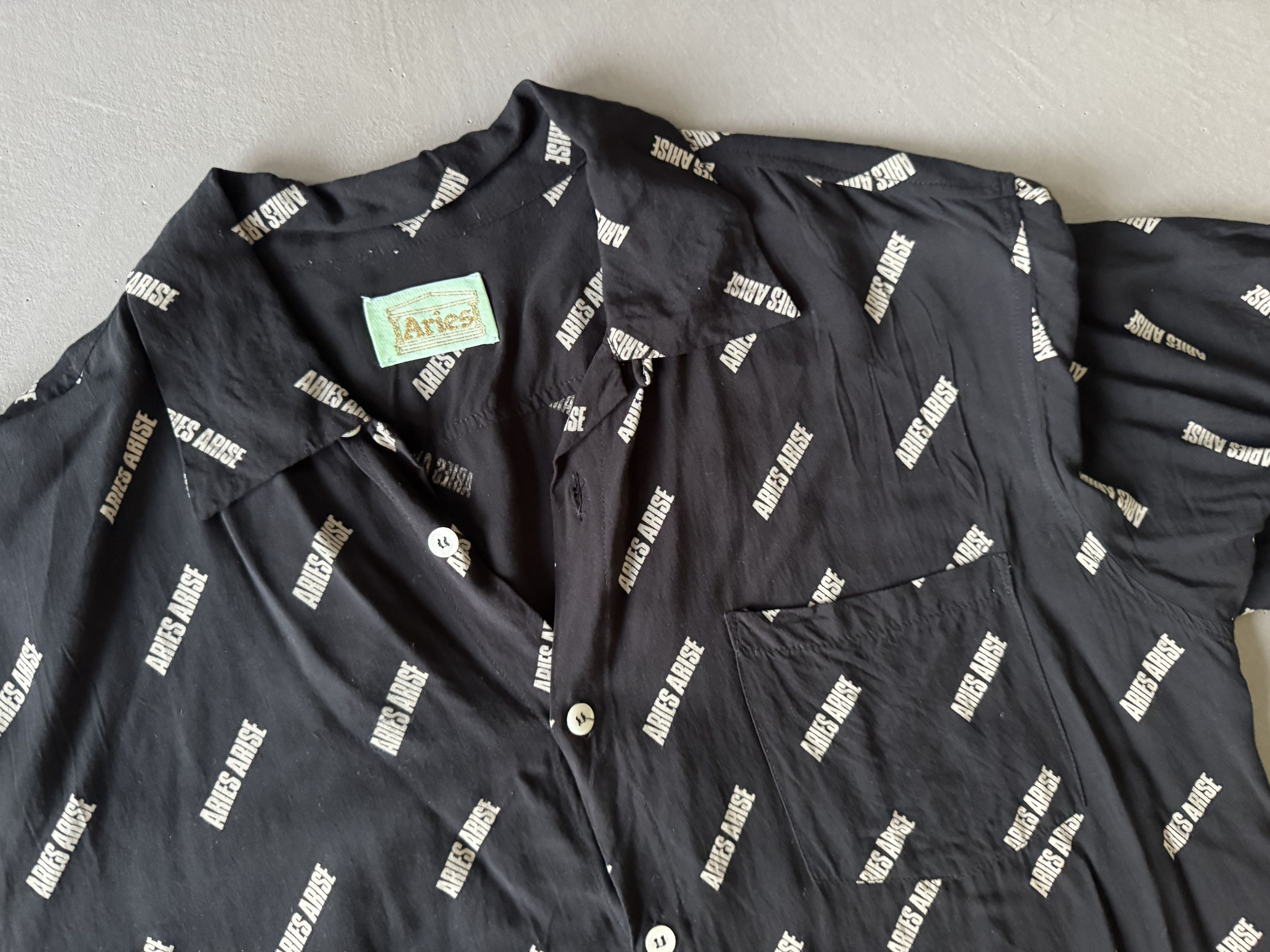 Aries Aries Arise Logo Camp Collar Shirt, Black Size US M / EU 48-50 / 2 - 3 Thumbnail