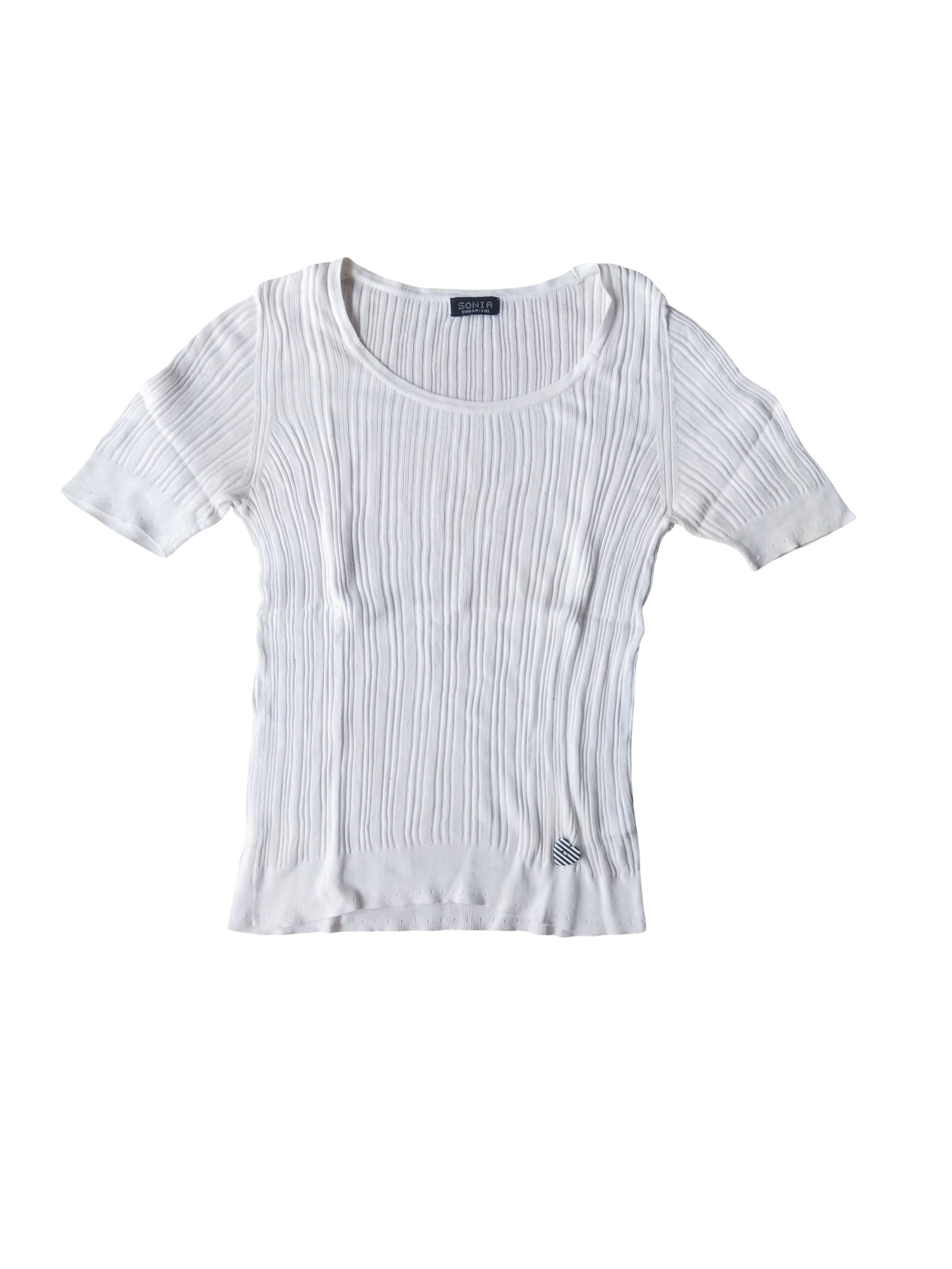 Sonia Rykiel Sonia Rykiel Ribbed Knit Top White Size M / US 6-8 / IT 42-44 - 1 Thumbnail