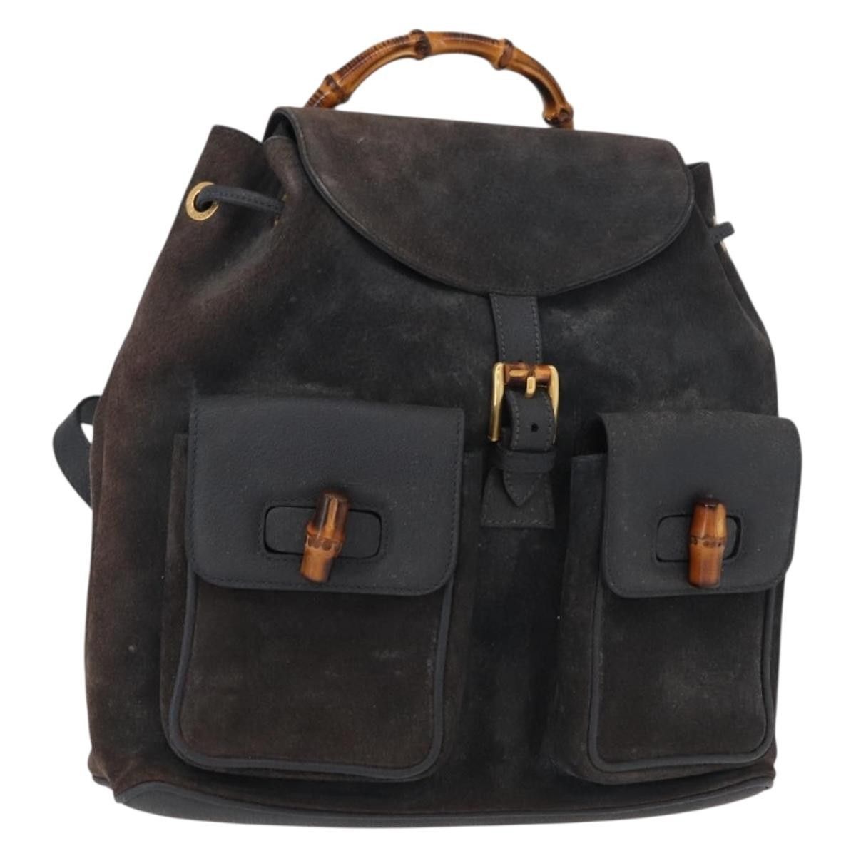 Gucci Gucci Vintage Bamboo Backpack Suede Size ONE SIZE - 1 Thumbnail
