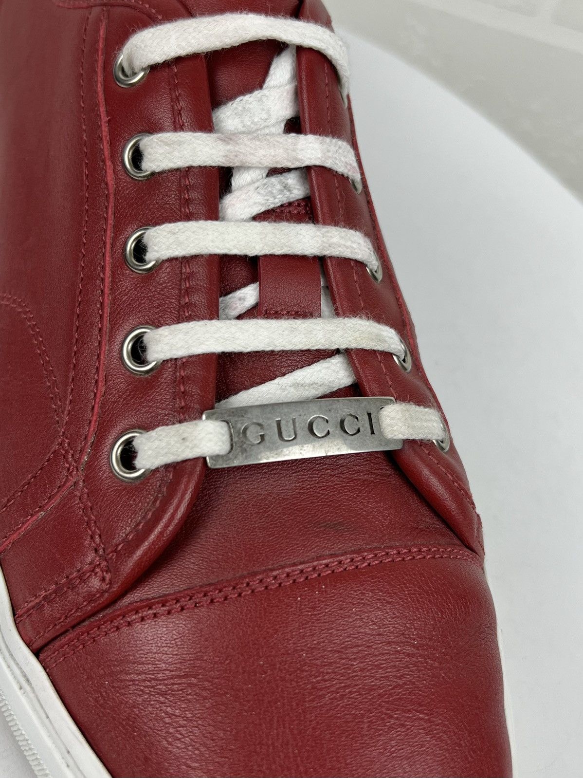 Gucci GUCCI Sneakers Low Top Leather GG Miro Soft Metal Logo Red Size US 8.5 / EU 41-42 - 5 Thumbnail