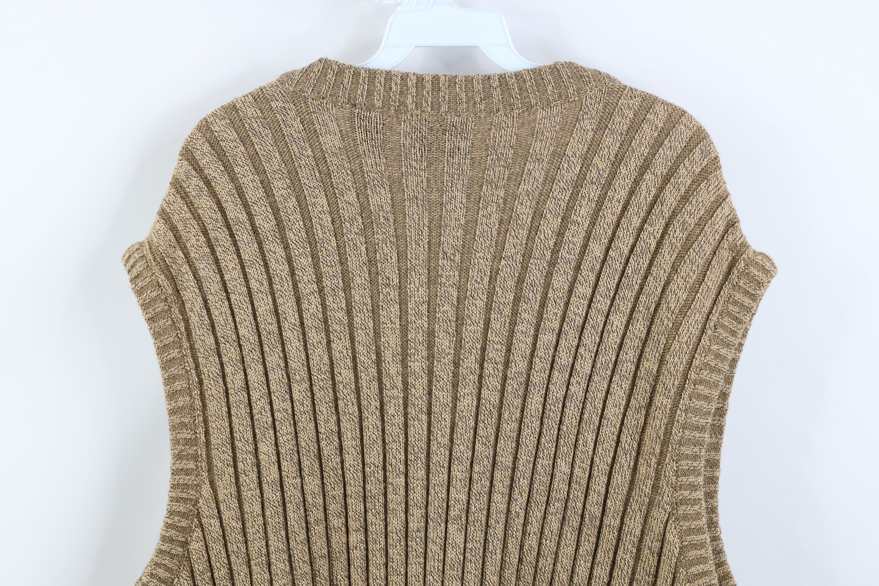 Vintage Vintage 90s Streetwear Chunky Ribbed Knit Sweater Vest Beige Size US XXL / EU 58 / 5 - 9 Thumbnail