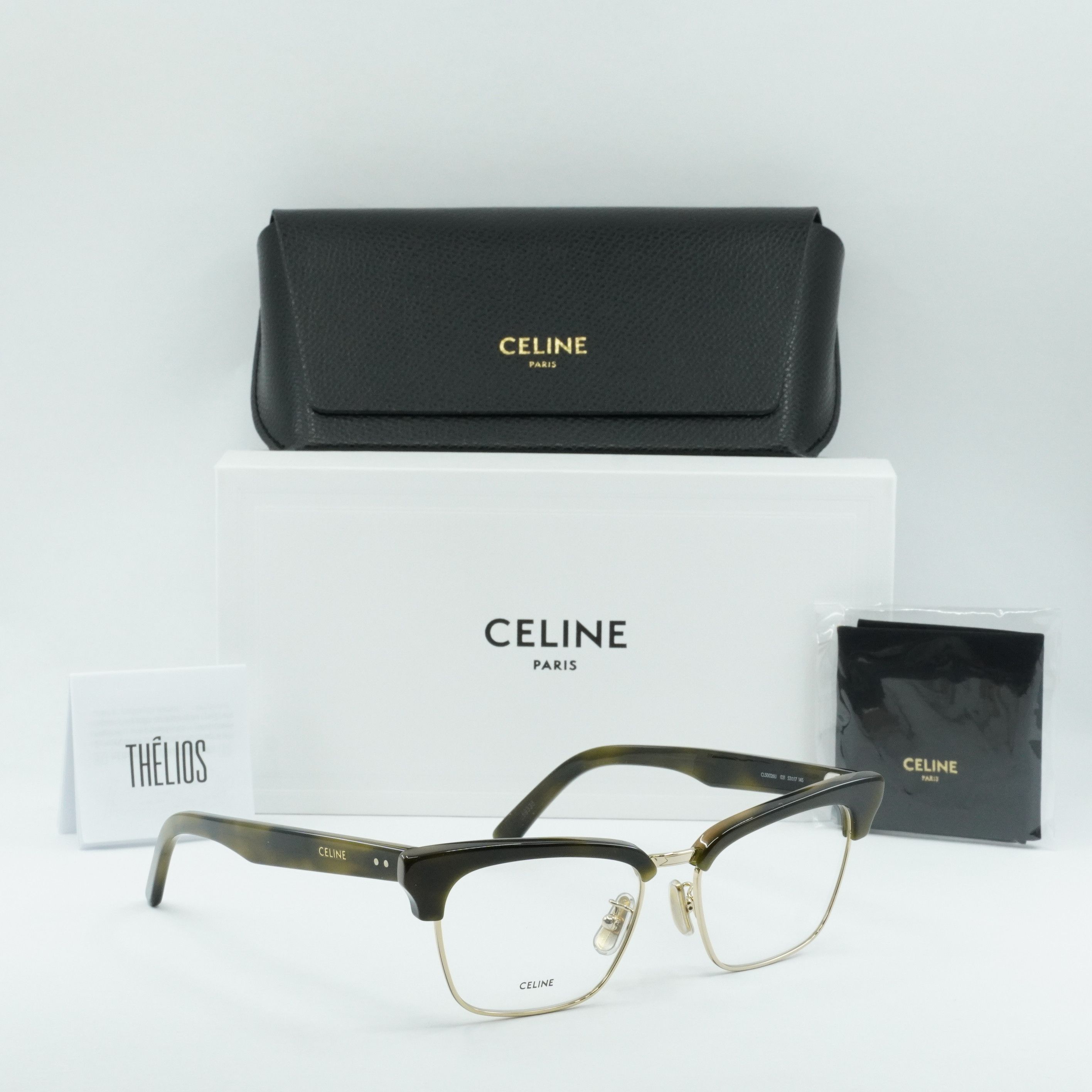 Celine Celine CL50026U 031 Eyeglasses Khaki Havana 53mm Browline Size ONE SIZE - 10 Thumbnail