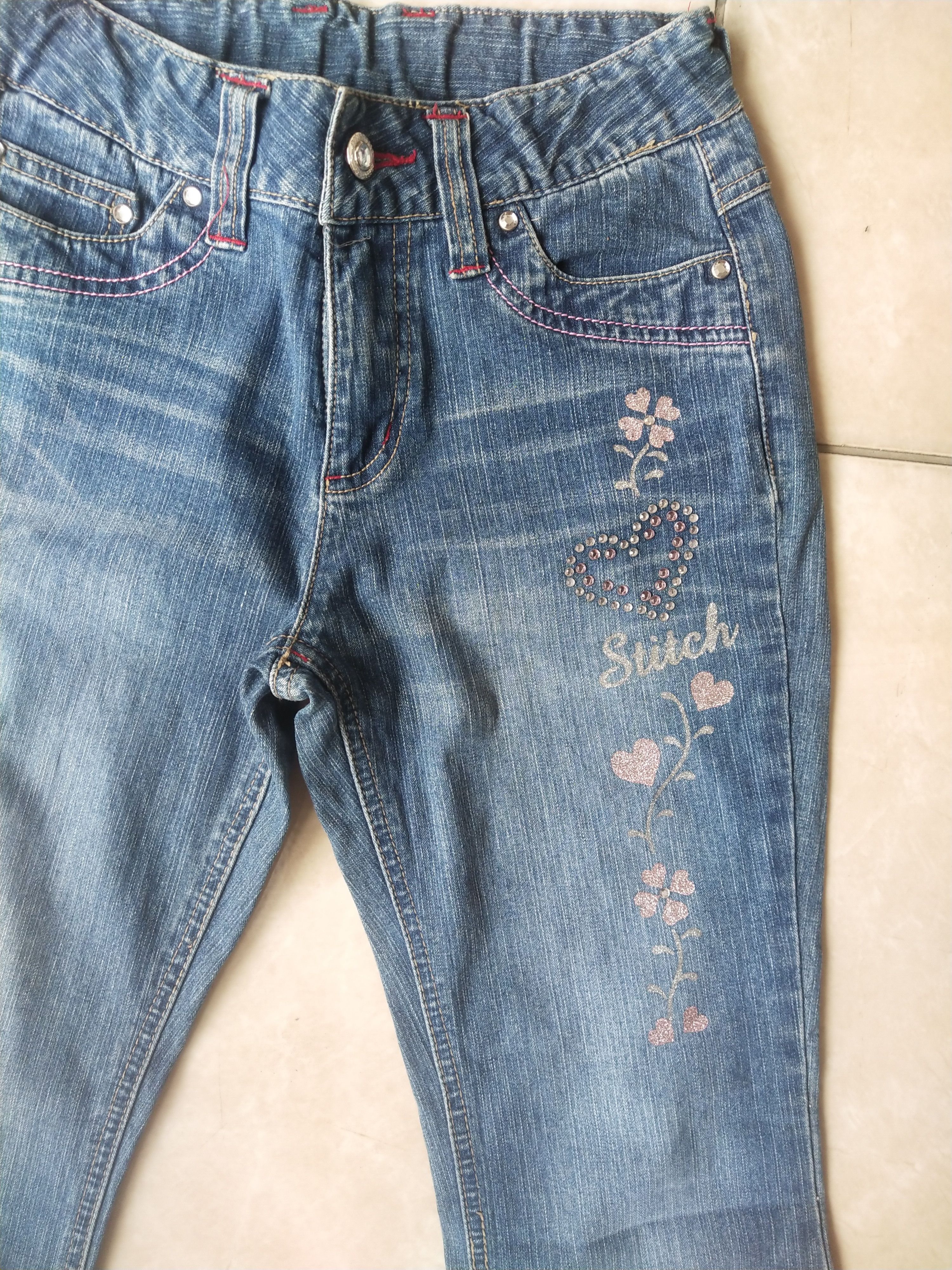 Disney Disney Stitch Flared Jeans Y2K Official Vintage Size 25" / US 0 / IT 36 - 2 Thumbnail