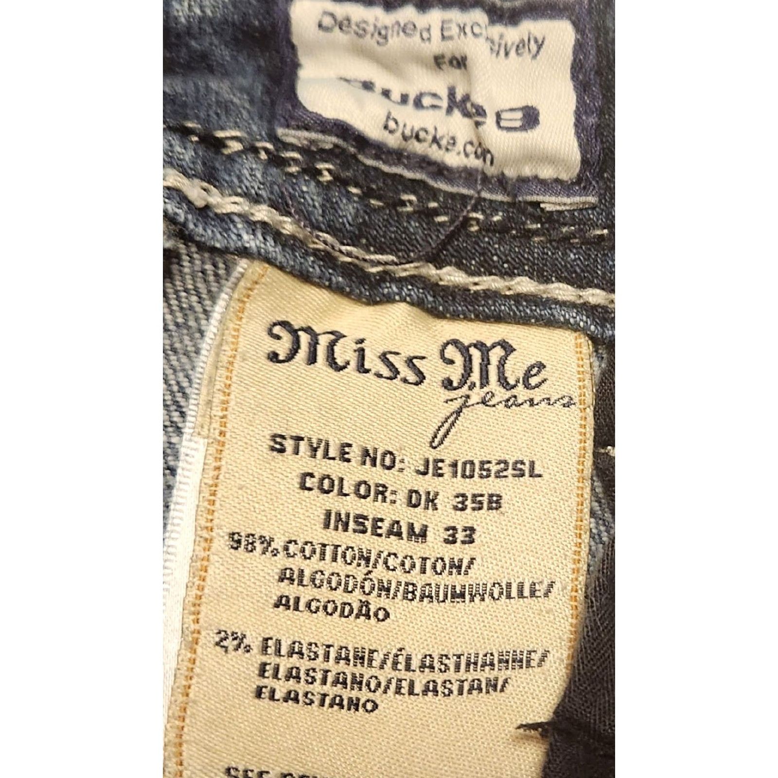 Miss Me MISS ME Jeans Skinny Womens 26x32 Bejeweled Stretch Denim Blue JE1052SL Fashion Designer Size 26" / US 2 / IT 38 - 7 Thumbnail