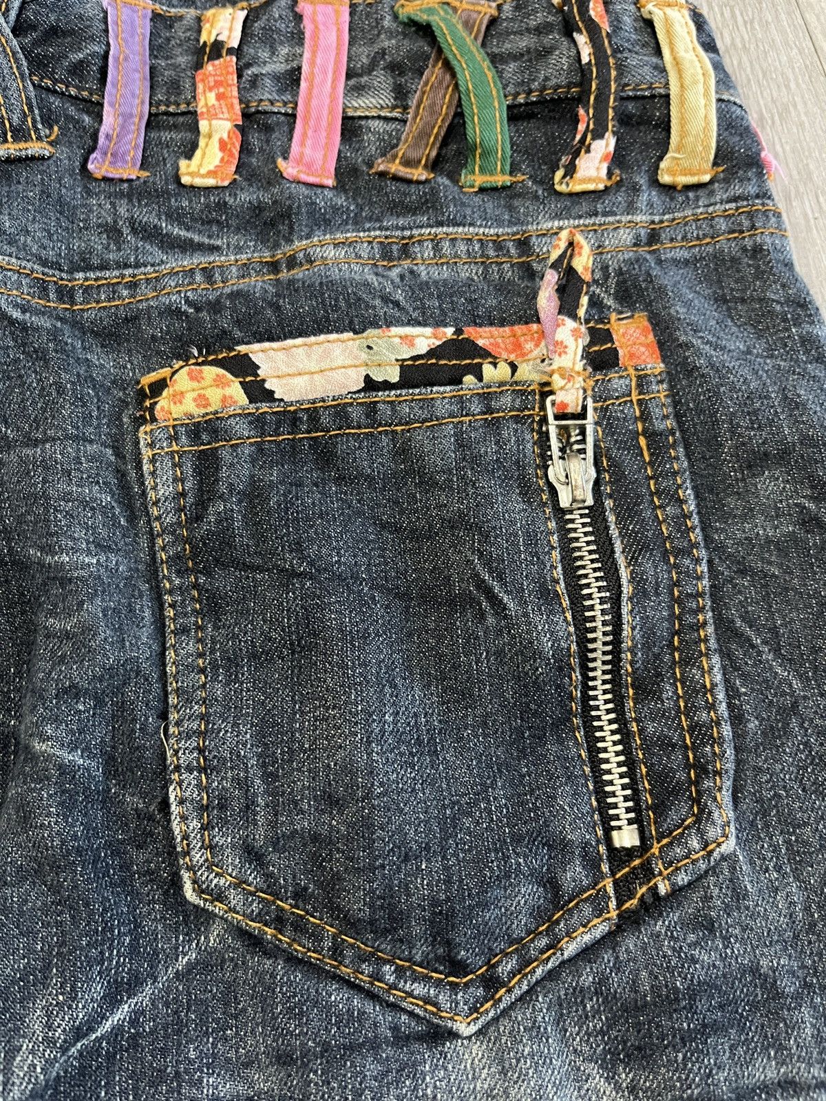 Japanese Brand RARE JEANS Double Waist Flower Distressed Denim Size US 28 / EU 44 - 5 Thumbnail