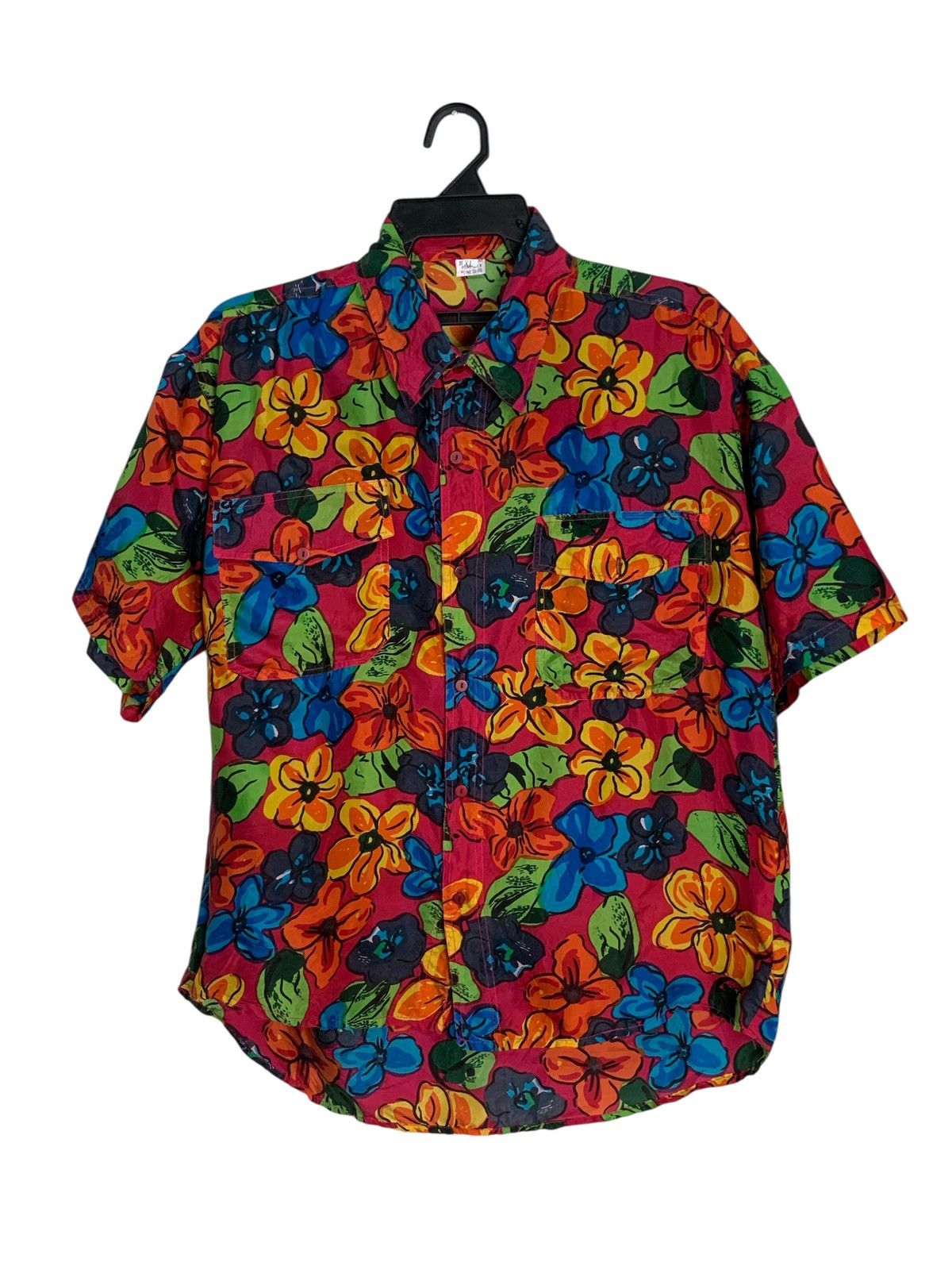 SikSilk Rare Design Vintage 100% Silk Short-Sleeve Tropical Floral Size XL / US 12-14 / IT 48-50 - 1 Thumbnail