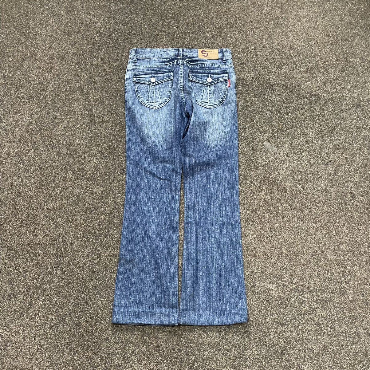 Vintage Y2K Distressed Flared Wide Leg Jeans Baggy Skate Grunge Logo Size 32" / US 10 / IT 46 - 2 Thumbnail