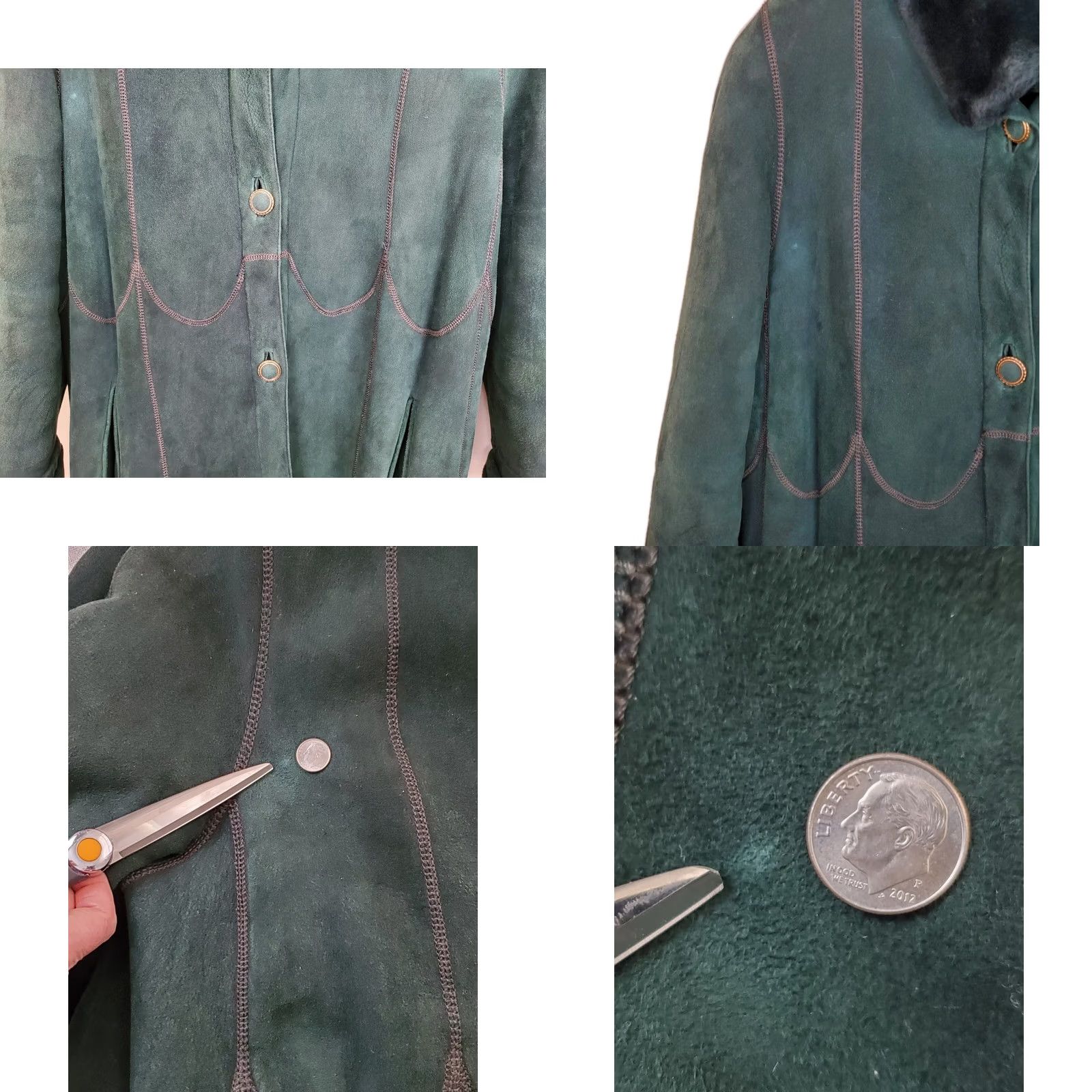 Vintage VINTAGE Birger Christensen Saks Fifth Avenue Green Sheepskin Suede Shearling Lined Overcoat Women Size 8 Coat Size M / US 6-8 / IT 42-44 - 8 Thumbnail