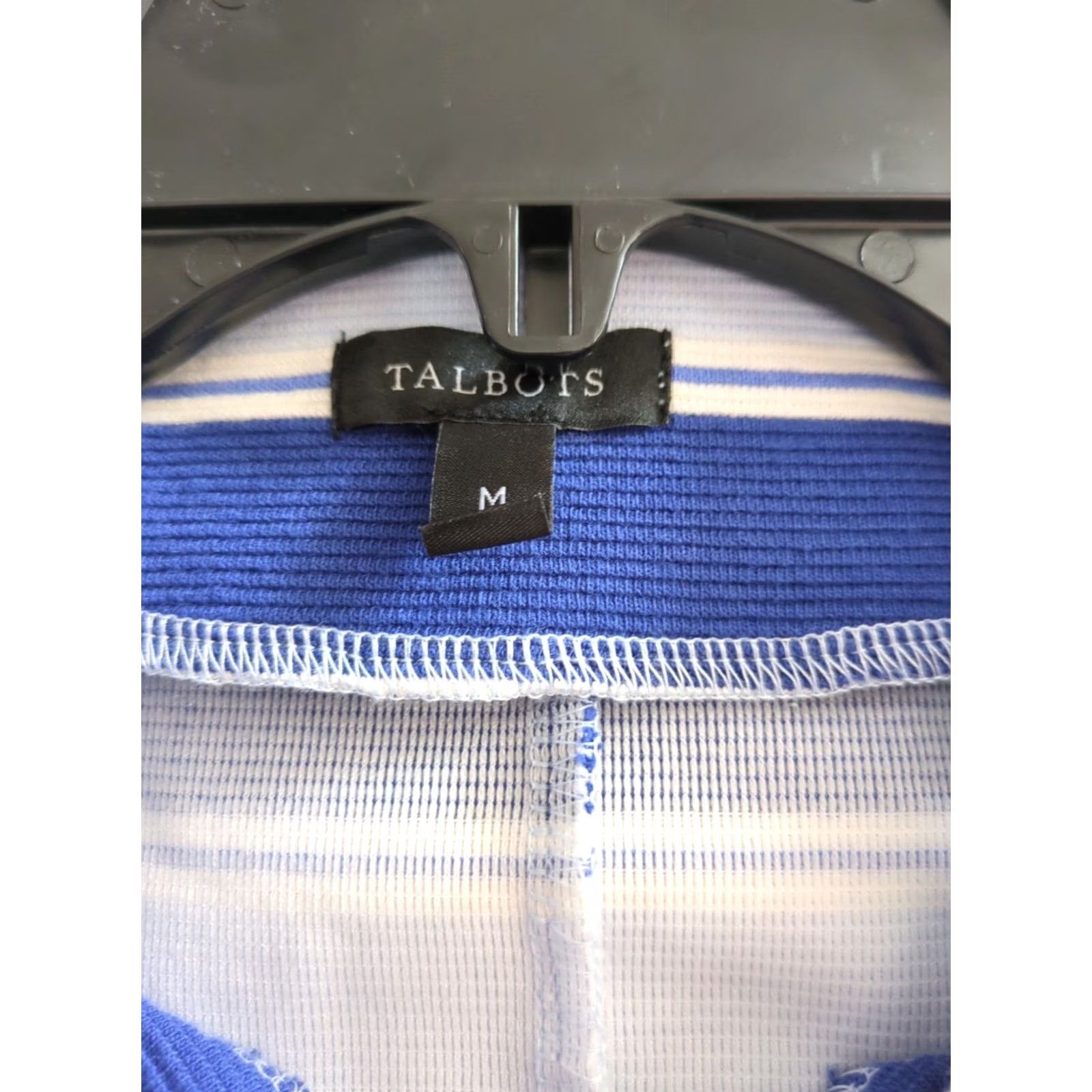 Talbots Talbots Tank Shirt Sleeveless High Neck Size M Striped Bright Blue White Light Cotton Polyester Spandex Button Women Regular - Tank Size M / US 6-8 / IT 42-44 - 2 Thumbnail