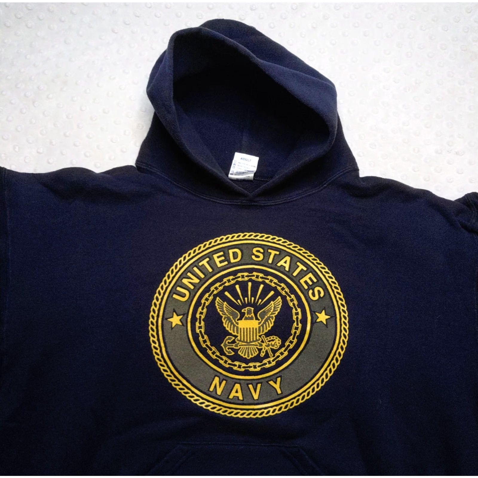 Soffe US Navy Vintage Hoodie Mens L Blue Logo Pullover Sweatshirt Military USA Pullover Hooded Logo Breathable All Seasons 90s Theme Retro Size US L / EU 52-54 / 3 - 4 Thumbnail