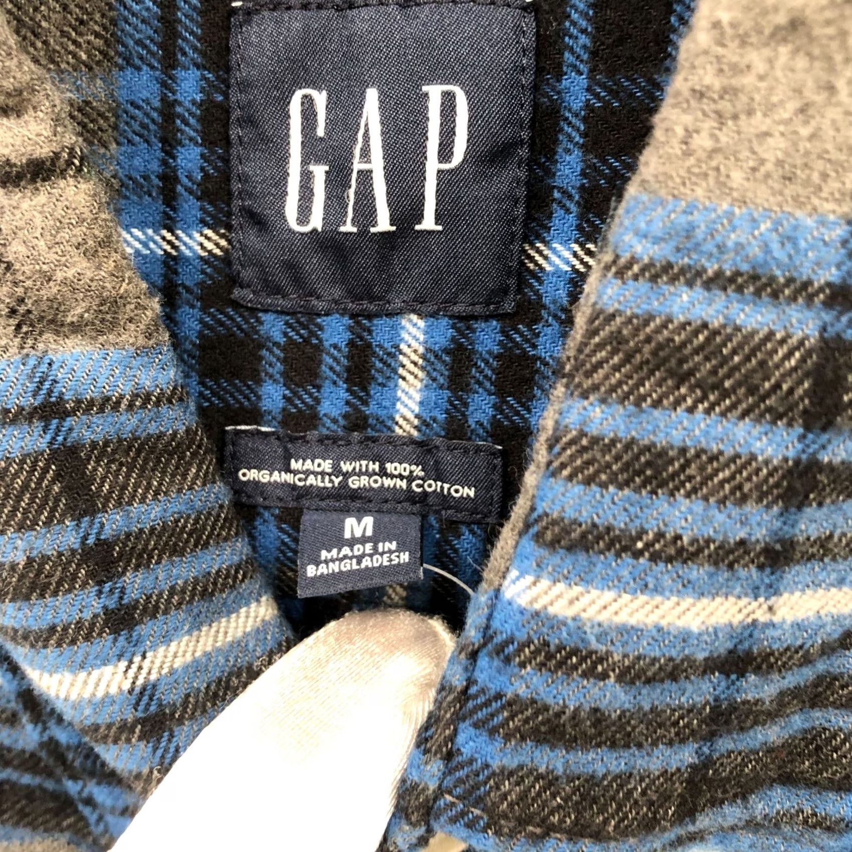 Gap VINTAGE Gap Organic Cotton Flannel Shirt Mens M Blue Gray Plaid Long Sleeve Size US M / EU 48-50 / 2 - 5 Thumbnail