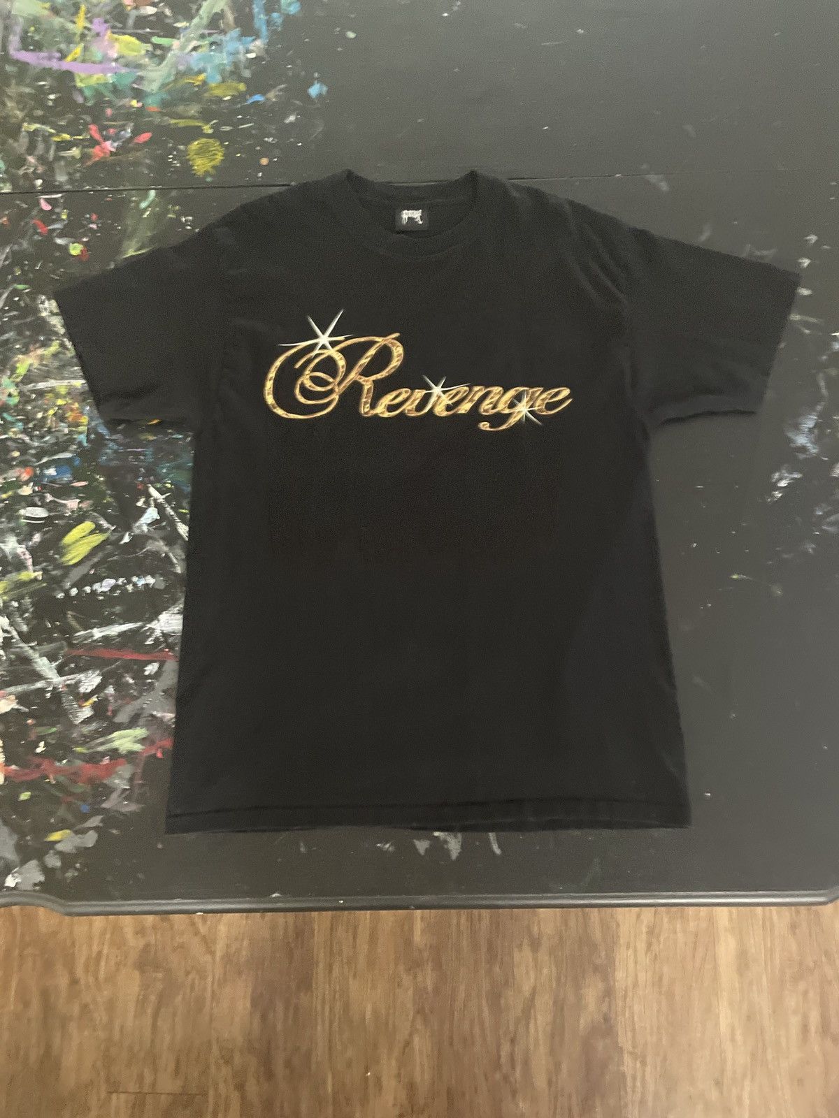 image of Revenge Gold Bling Tee in Black, Men's (Size Large)