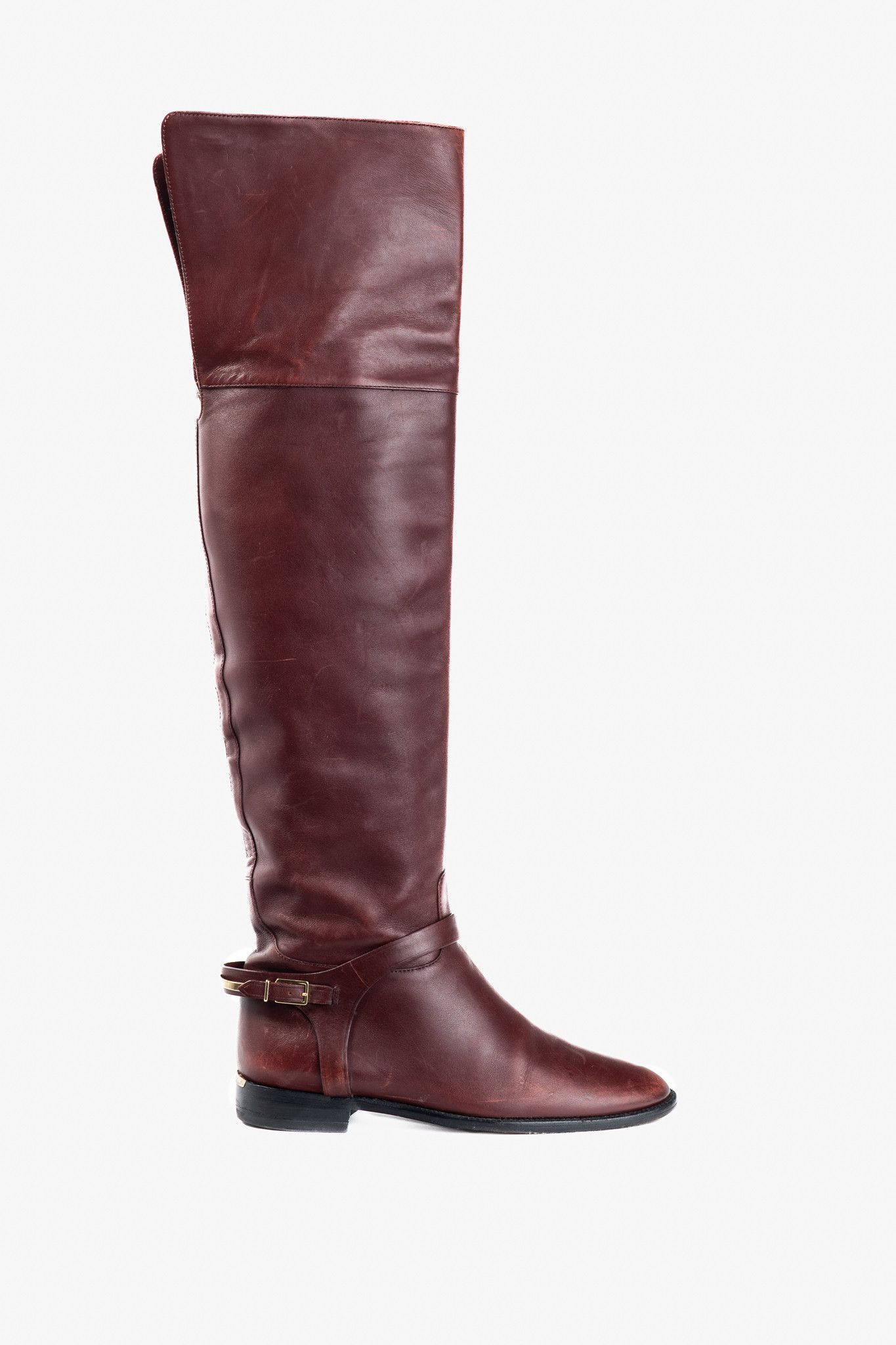 Burberry Burberry Carmack Bordeaux Leather Over-The-Knee Riding Boots Size US 7 / IT 37 - 1 Thumbnail