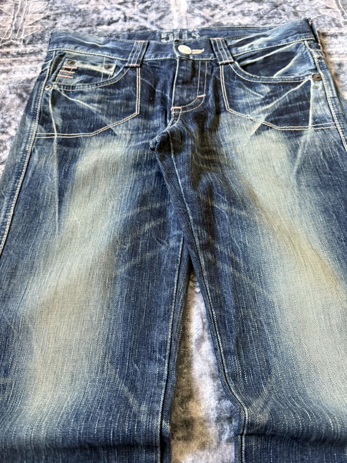 Edwin × Japanese Brand × Vintage Edwin 503 Blue Trip Flared Wide Leg Cropped Jeans Size 30" / US 8 / IT 44 - 12 Thumbnail