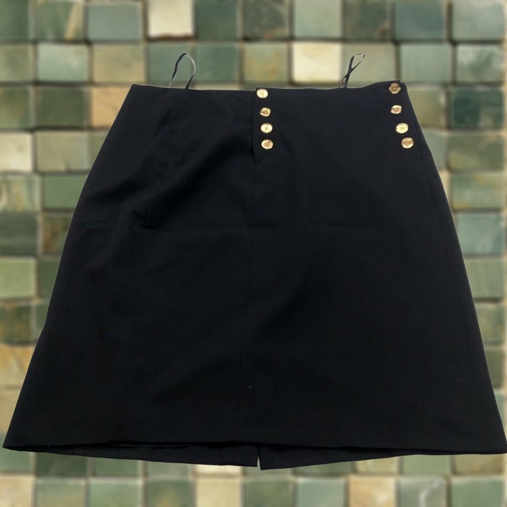 Vintage Lauren Ralph Lauren Skirt Midi Black Button Lined Polyester Blend 16 (Fits 37W) Women Xlrs? Size 38" / US 16 / IT 52 - 1 Thumbnail