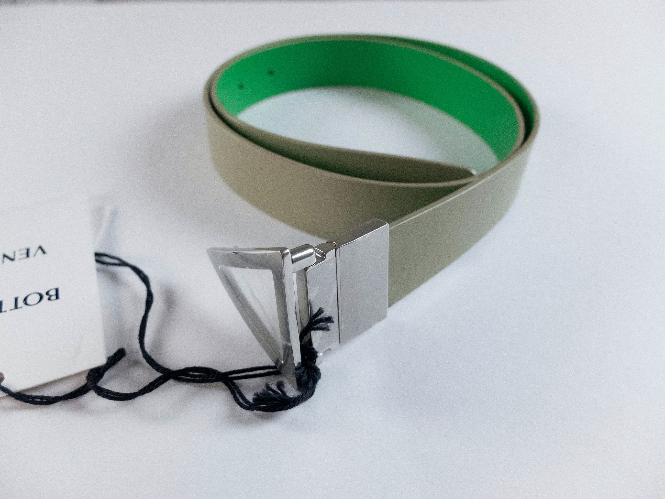 Bottega Veneta BOTTEGA VENETA green leather belt 90 for 33 to 35 inch waist Size 34 - 2 Thumbnail