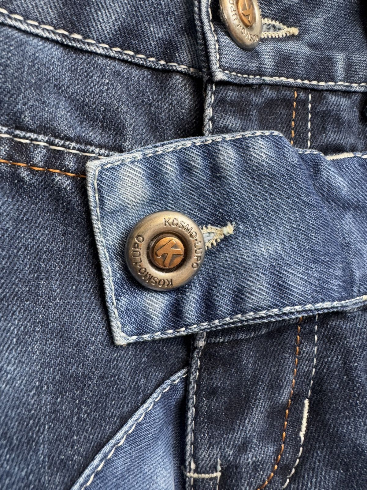 Japanese Brand Kosmo Lupo avant garde blue faded multipocket jeans denim Size US 33 - 7 Thumbnail