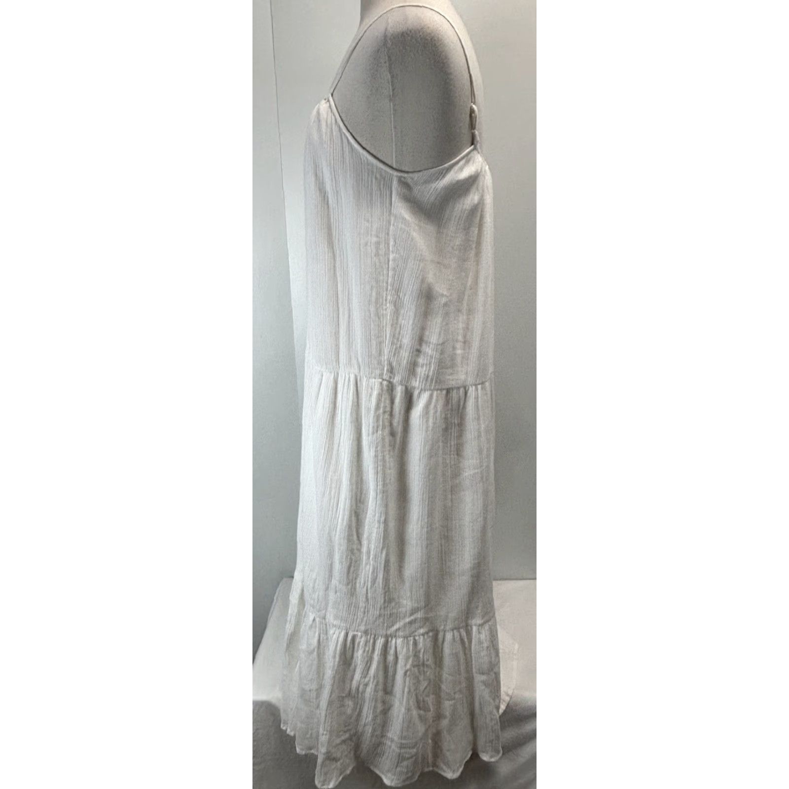 Vintage PQ Cotton Gauze Tiered Maxi Sundress Dress XS/S White Sleeveless Lined Beach - Casual Summer Dress Womens Small/Medium PQ Brand Size XS / US 0-2 / IT 36-38 - 2 Thumbnail