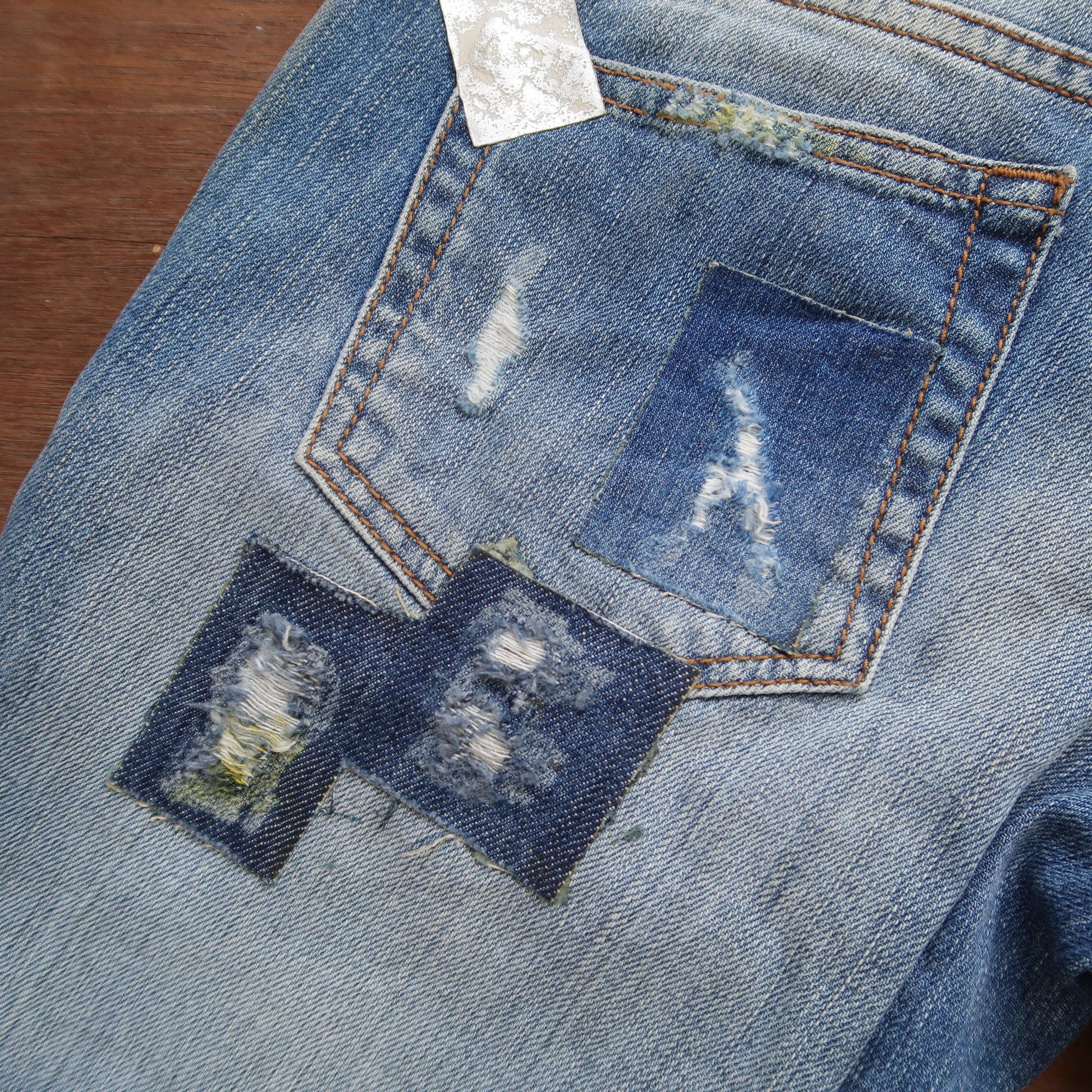 Just Cavalli Just Cavalli Distressed Patchwork Denim like Hedi Slimane Size US 29 - 18 Thumbnail