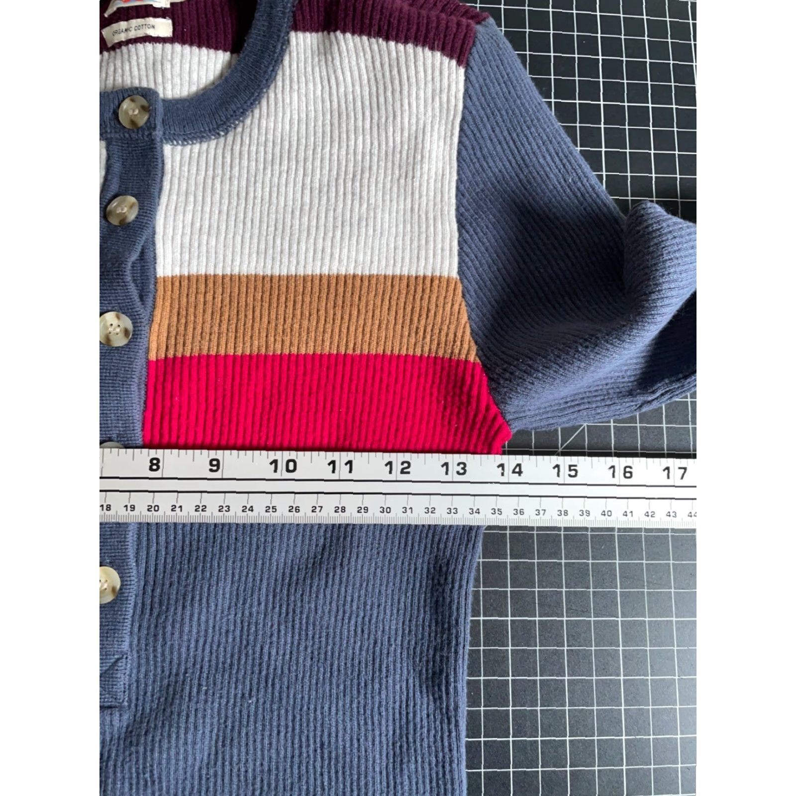 Faherty Faherty Mikki Henley Sweater Women's Medium Gray Red Striped Cotton Cashmere Size M / US 6-8 / IT 42-44 - 5 Thumbnail