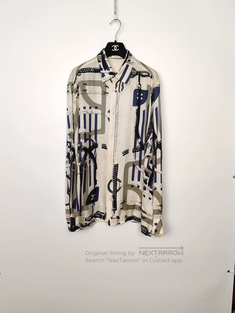 Hermes Hermes size 41 Letter Printed Silk Shirt Size US S / EU 44-46 / 1 - 1 Thumbnail