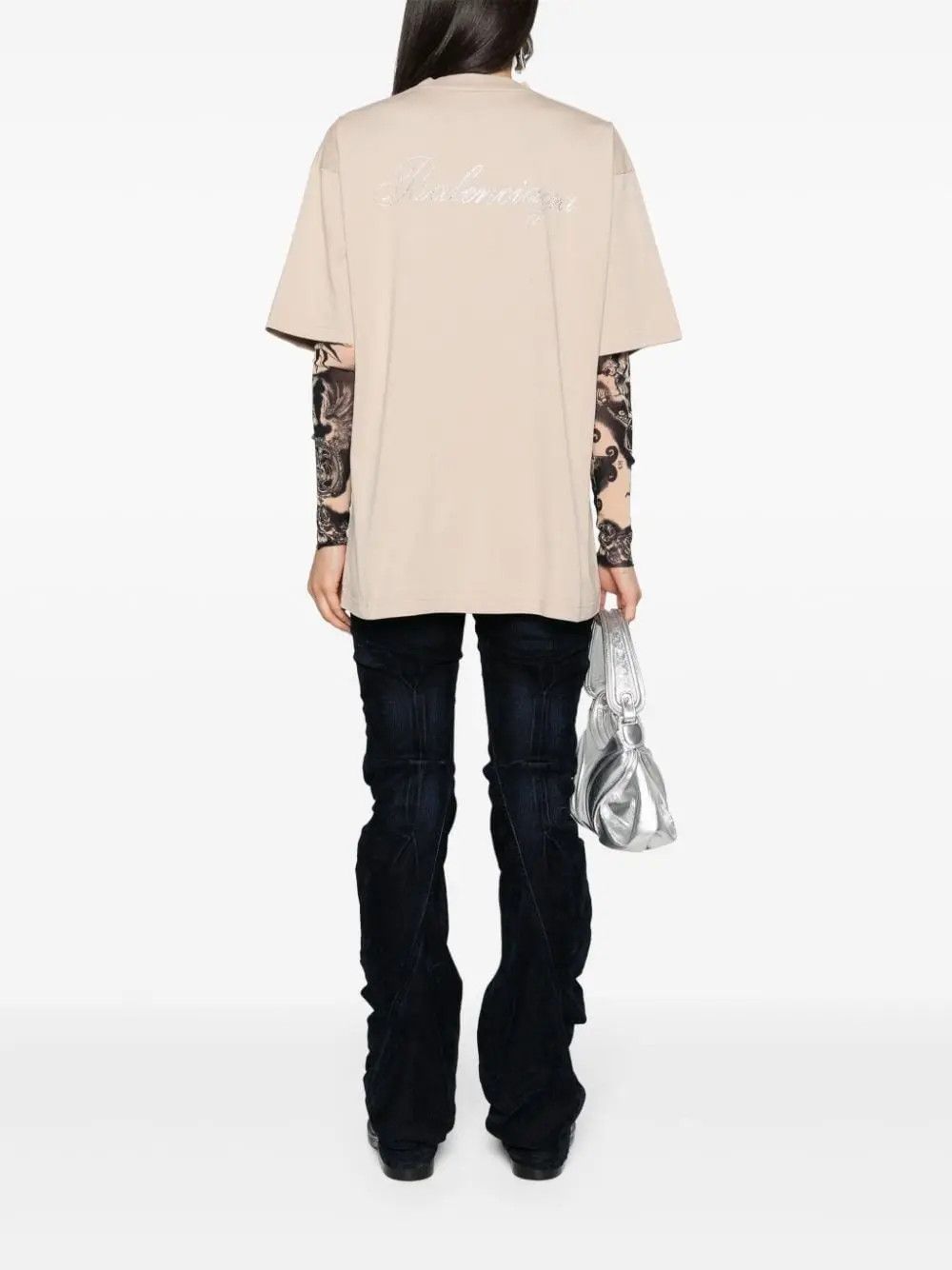 Balenciaga o1bcso1str0426 Large Fit T-Shirt in Light Beige Size XS / US 0-2 / IT 36-38 - 2 Thumbnail
