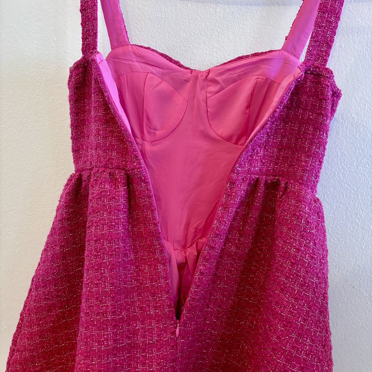 Cider NWT Cider Fuchsia Tweed Mini Corset Style Dress Size XS / US 0-2 / IT 36-38 - 6 Thumbnail