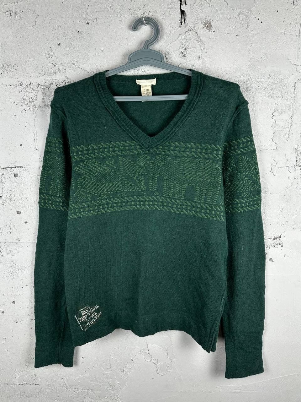 Diesel × Vintage Vintage Diesel Wool Sweater Knitwear Logo Green Size US M / EU 48-50 / 2 - 1 Thumbnail