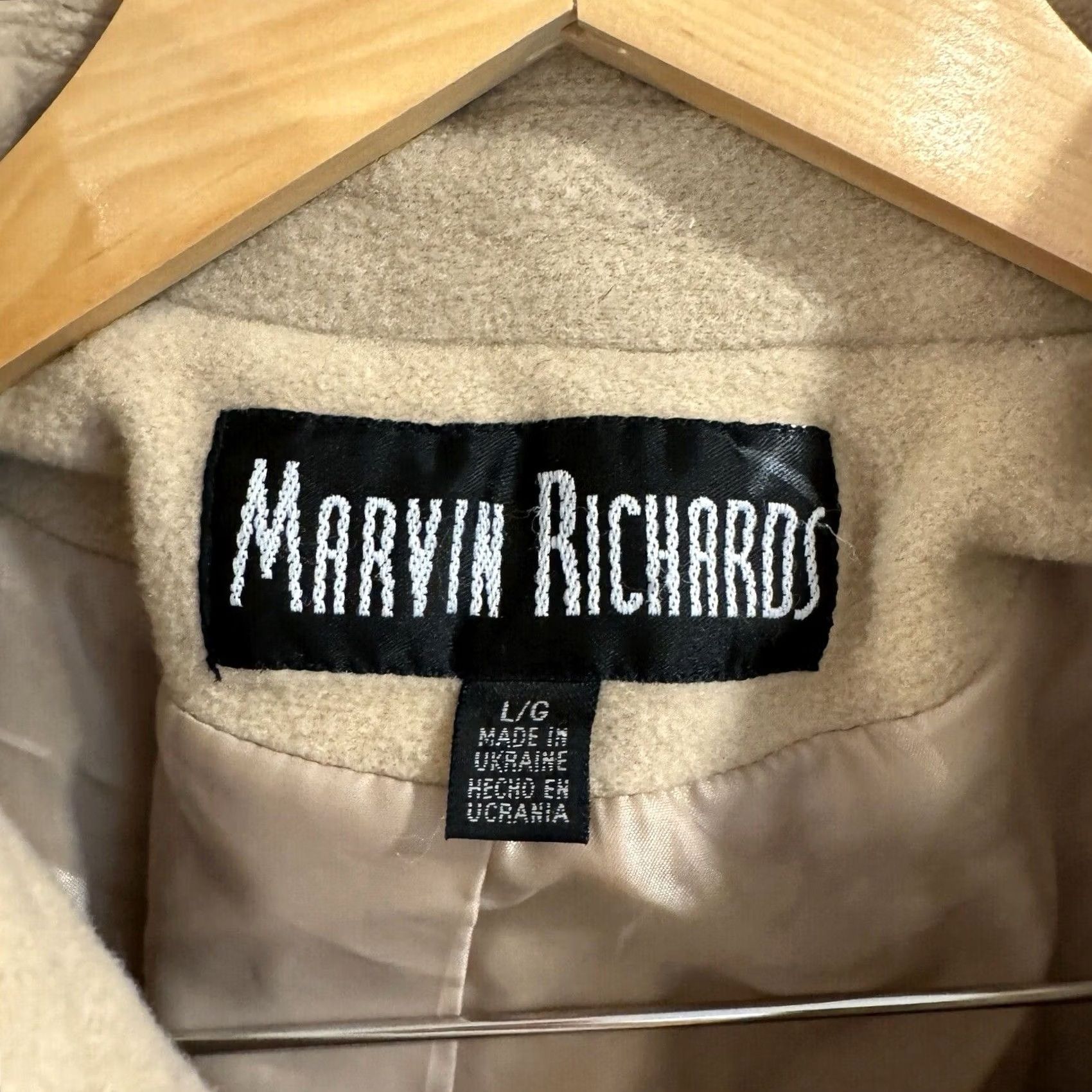 Vintage VINTAGE Marvin Richards Coat Womens Long Beige Wool Blend Collared Button Front Pea Coat L Size L / US 10 / IT 46 - 2 Thumbnail