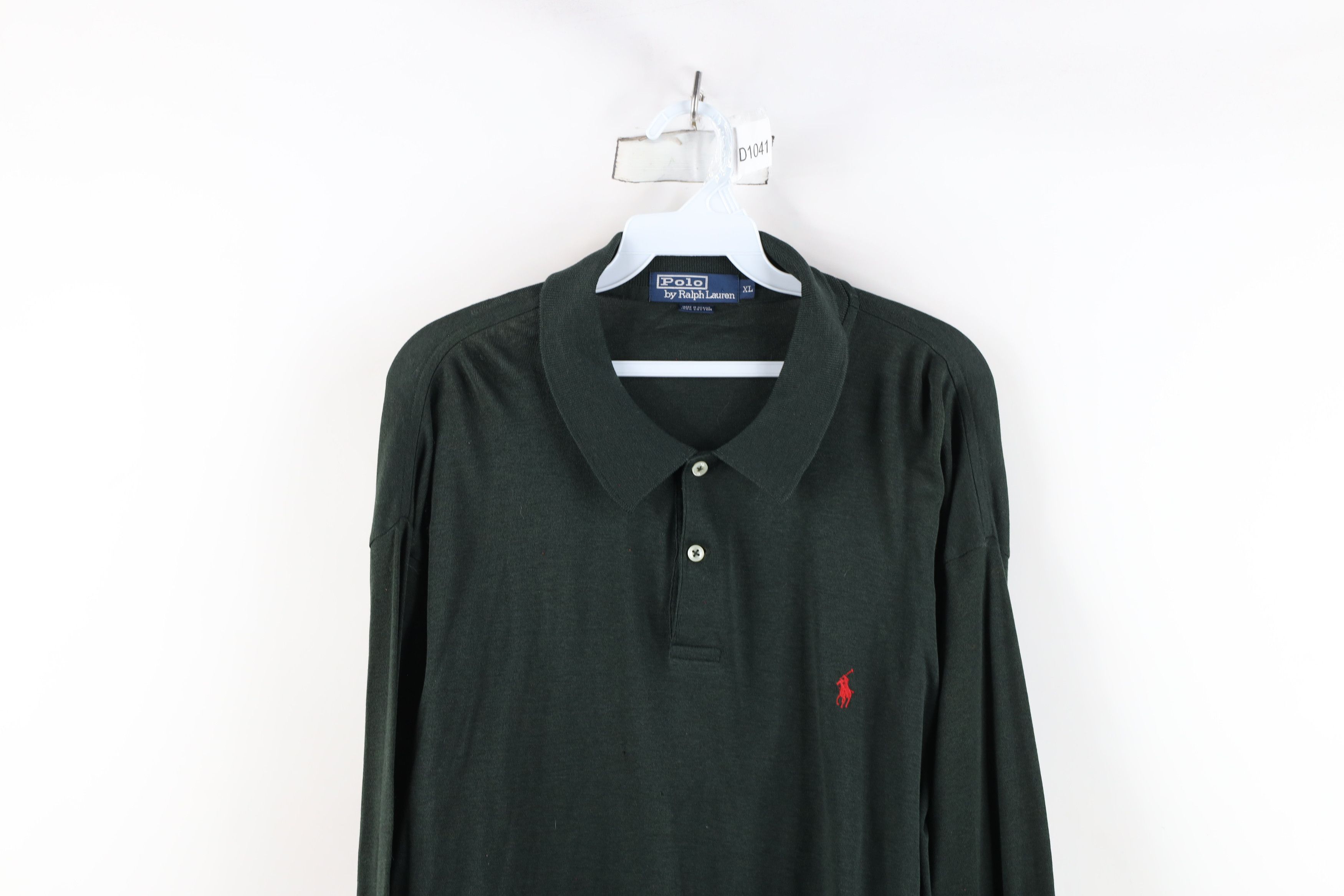 Ralph Lauren × Vintage Vintage 90s Ralph Lauren Knit Long Sleeve Polo Dark Green Size US XL / EU 56 / 4 - 2 Thumbnail