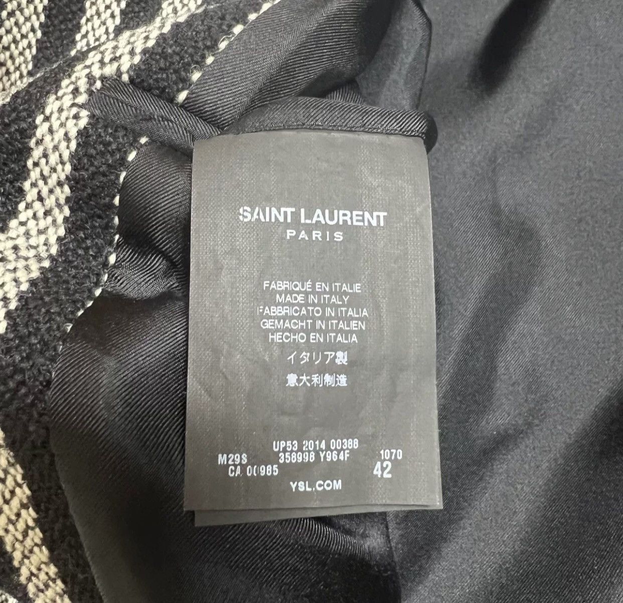 Saint Laurent Paris × Yves Saint Laurent Saint Laurent slp 14fw Chester striped coat 2409-Nextarrow Size US XS / EU 42 / 0 - 4 Thumbnail