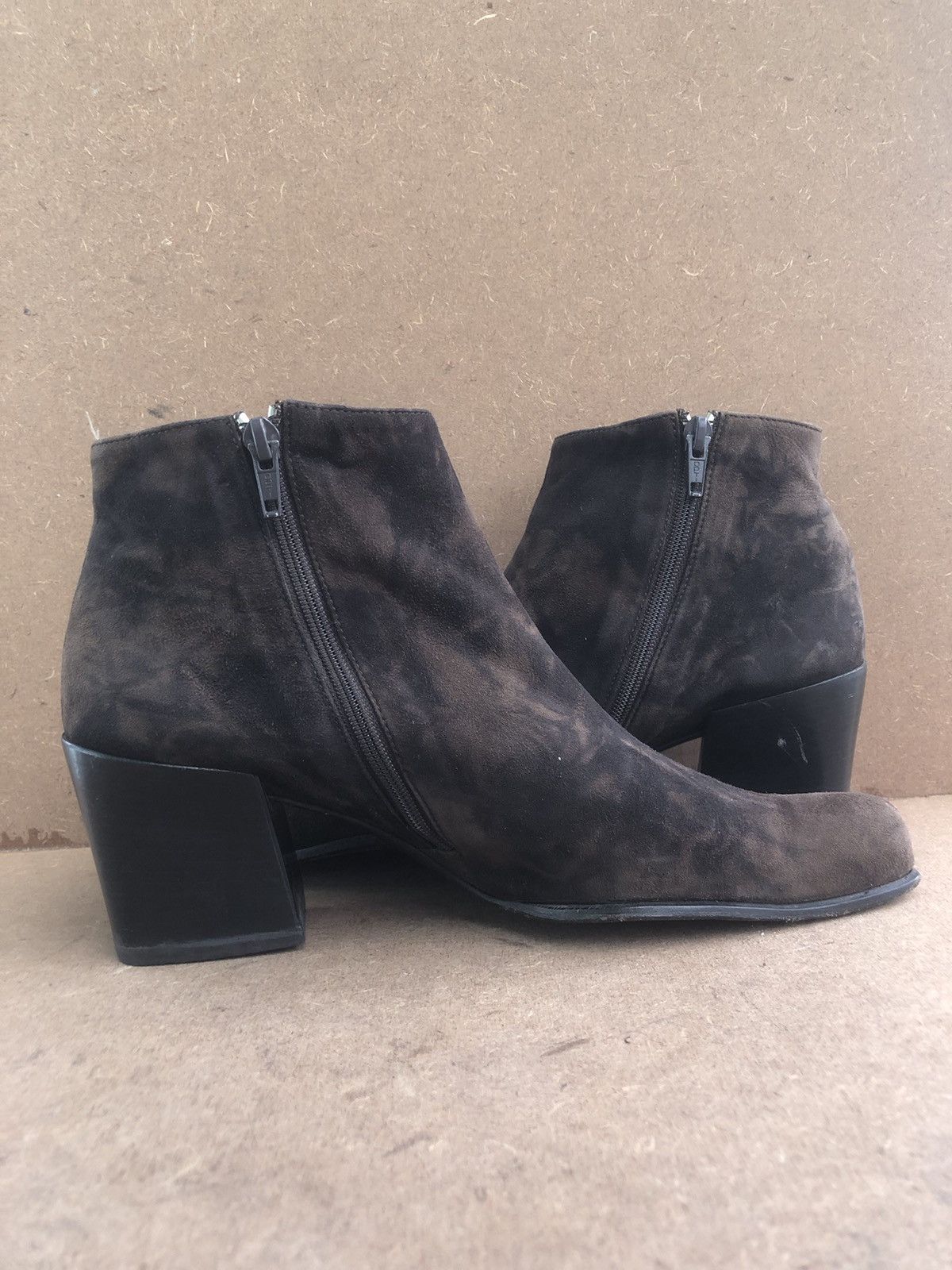 Prada × Vintage Vtg Prada Brown Suede Leather Women’s Ankle Boots Size 39 Size US 9 / IT 39 - 6 Thumbnail