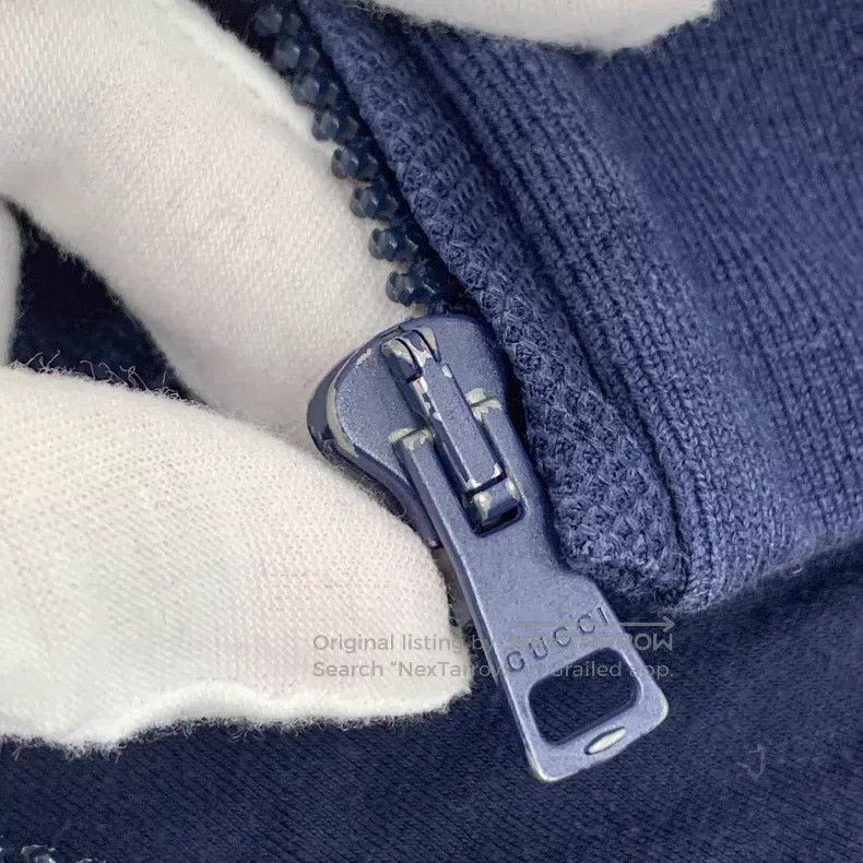 Gucci Gucci Dark blue logo embroidered cotton lapel zipper long- Size US M / EU 48-50 / 2 - 9 Thumbnail
