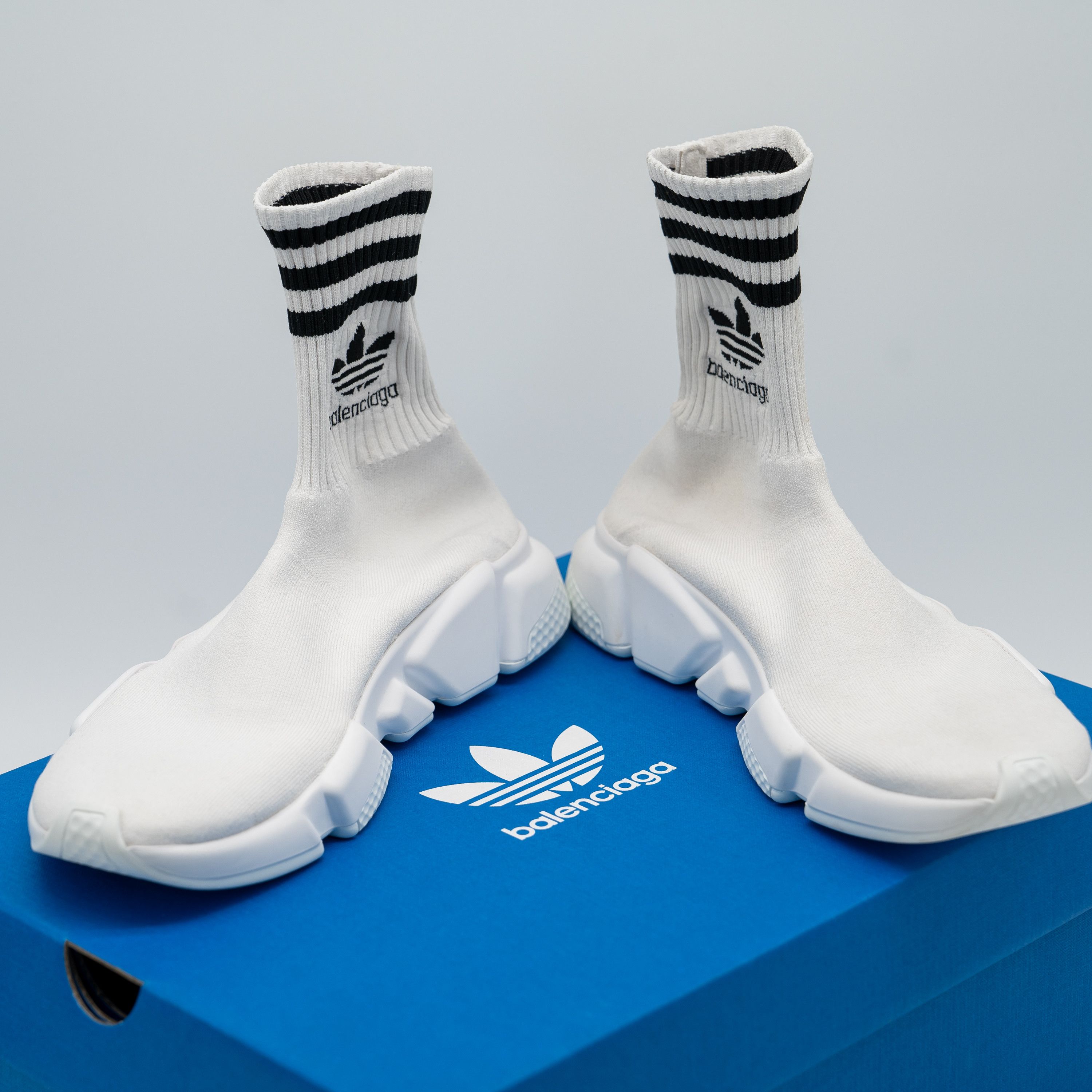 Adidas × Balenciaga Balenciaga Adidas Speed High-Top Sneakers White Black Size US 10 / IT 40 - 13 Thumbnail