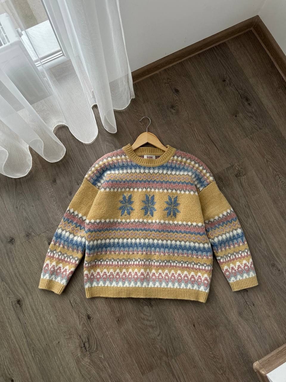 Other UK × Vintage Vintage Sisley Pure Mohair Wool Warm Yellow Sweater Size US M / EU 48-50 / 2 - 8 Thumbnail