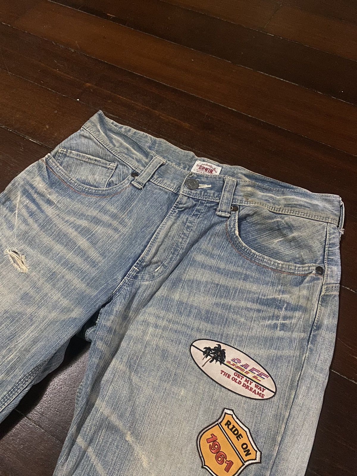 Edwin FIRE 🔥 EDWIN EXCLUSIVE VINTAGE FLARE JEANS RUSTY DISTRESSED Size US 36 / EU 52 - 7 Thumbnail
