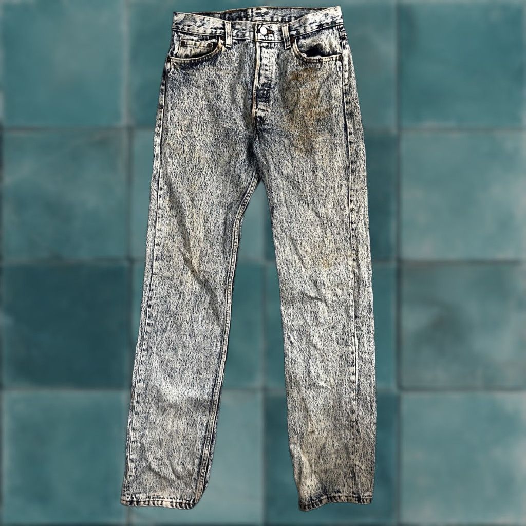 Levi's Levis 501 Vintage 80s USA XX Straight Leg Jeans Blue Acid Wash 30x34 Act 28x32 Jeans Mens Levi's 501 Series 90s Straight Classic Vintage jeans Size US 30 / EU 46 - 1 Thumbnail