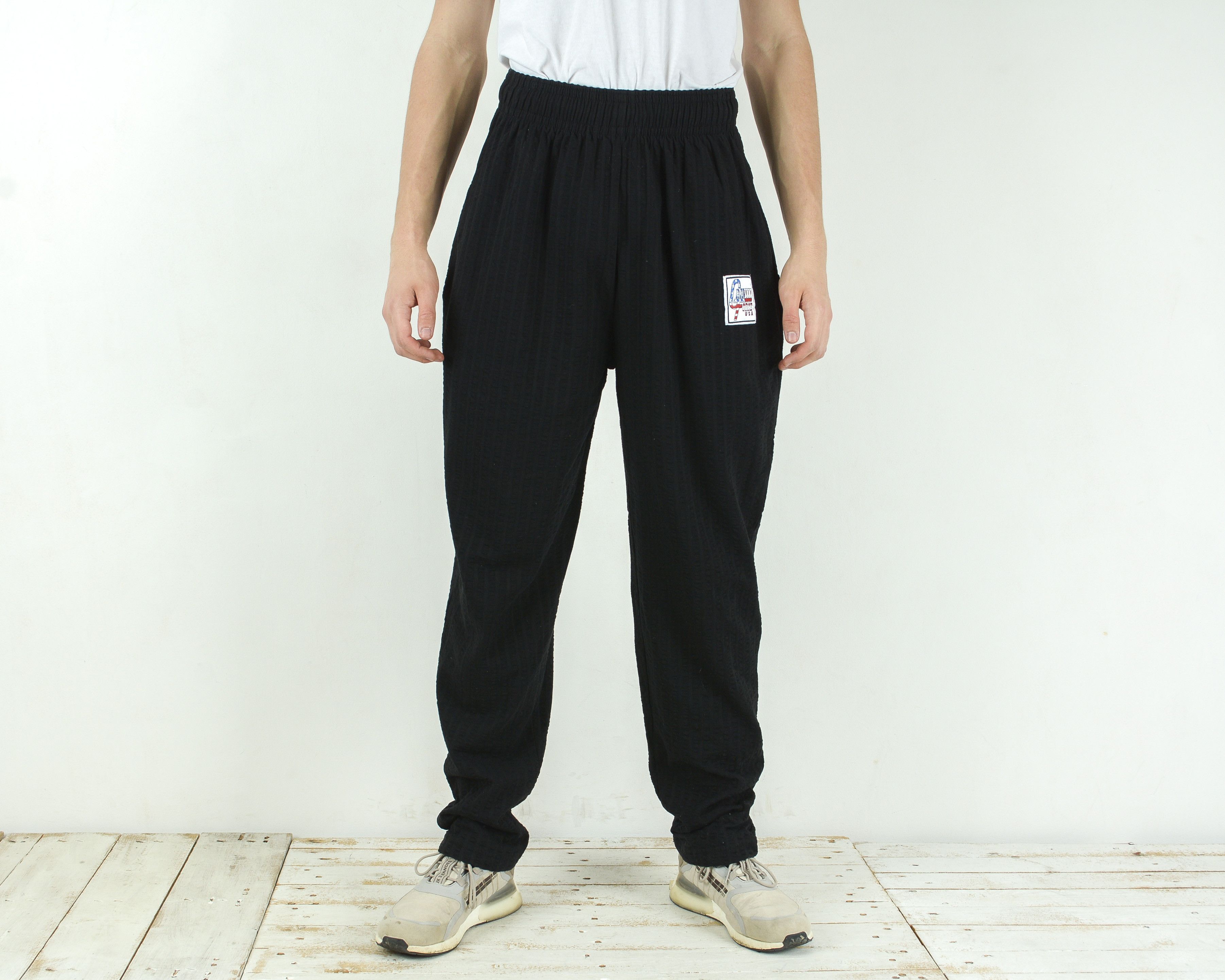 image of Gravity Force Usa W28 - W32 L34 Baggy Parachute Muscle Pants in Black, Men's