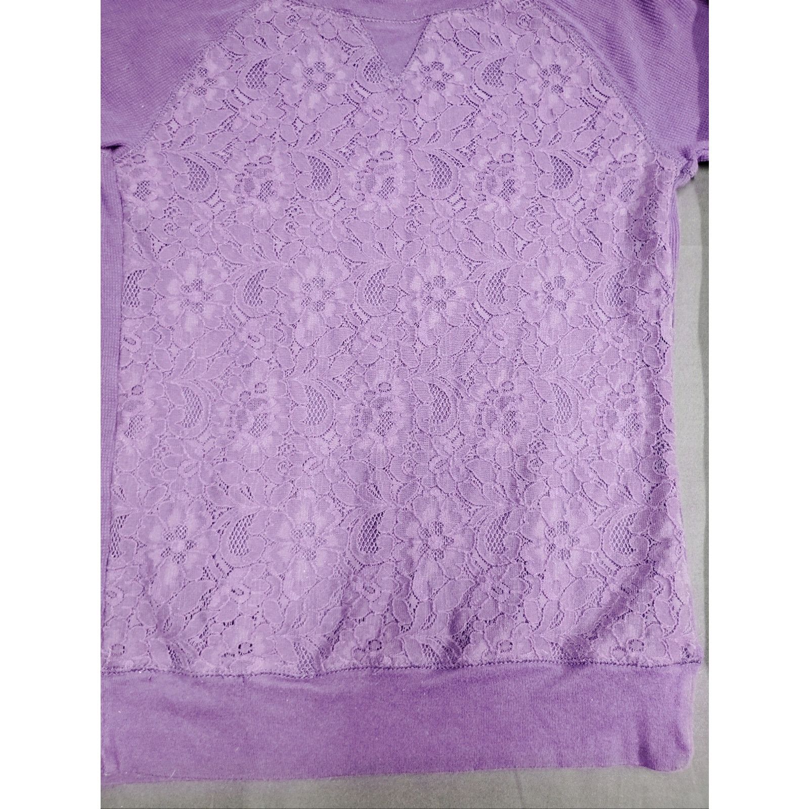 Chaps Chaps Purple Lace-Front Knit Pullover Size XS / US 0-2 / IT 36-38 - 2 Thumbnail