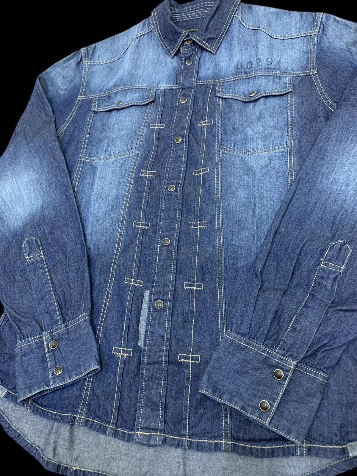 Japanese Brand × Vintage Homme 291295 pearl snap denim shirt Size US M / EU 48-50 / 2 - 4 Thumbnail