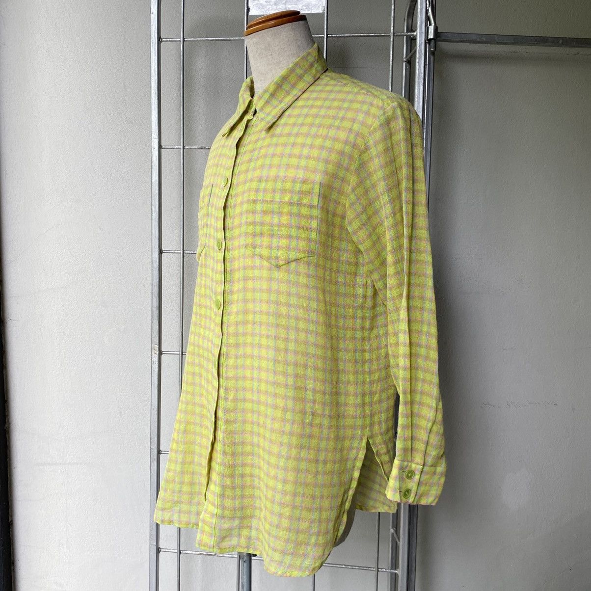 Chloe Chloe Yellow Green Plaid Button-Up Shirt Size M / US 6-8 / IT 42-44 - 19 Thumbnail