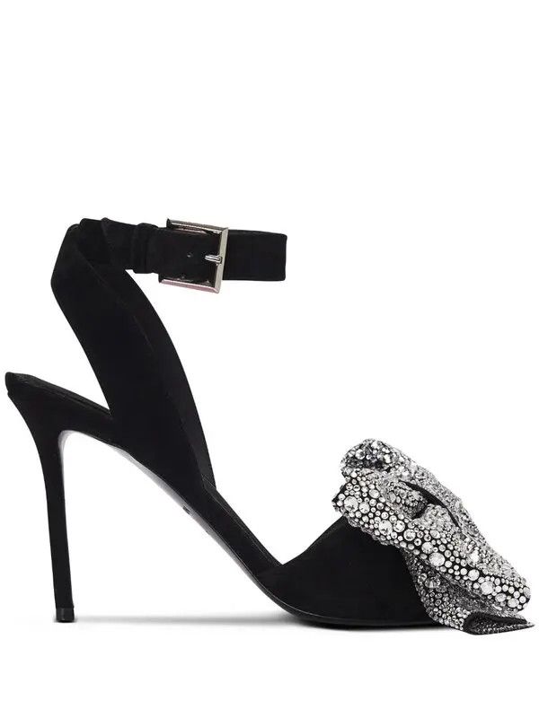 Balmain o1s1wg111225 95mm Rhinestone-Embellished Sandals in Black Size US 7 / IT 37 - 1 Thumbnail