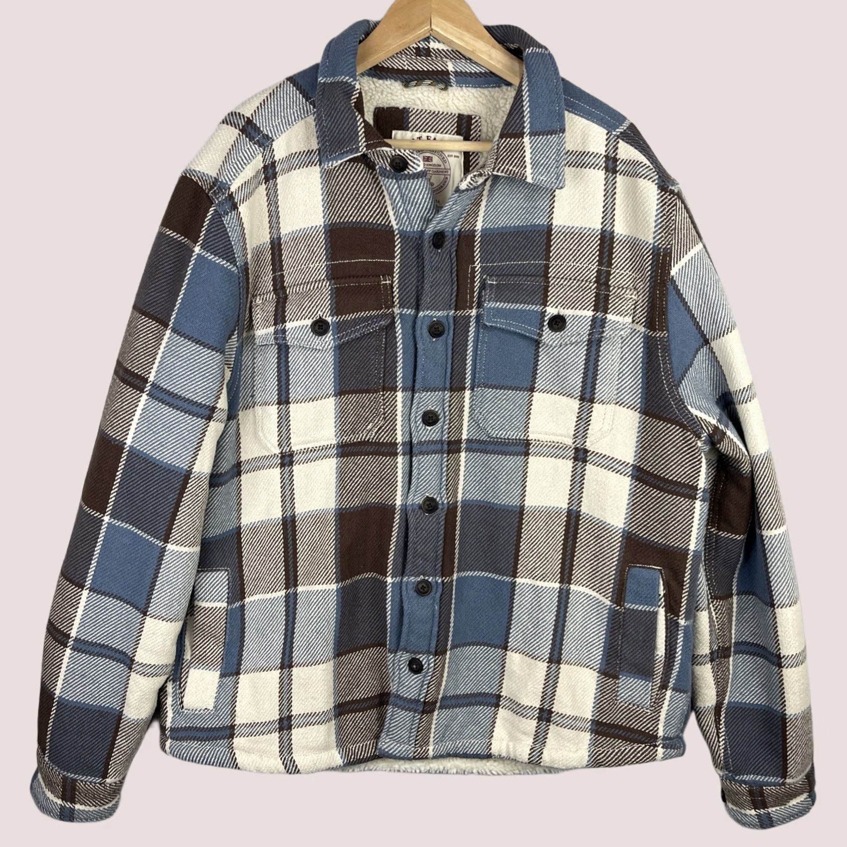 FatFace Fat Face Jacket Mens XL Blue Plaid Shacket Sherpa Lined Button Up Outdoor Hoodie? Size US XL / EU 56 / 4 - 1 Thumbnail