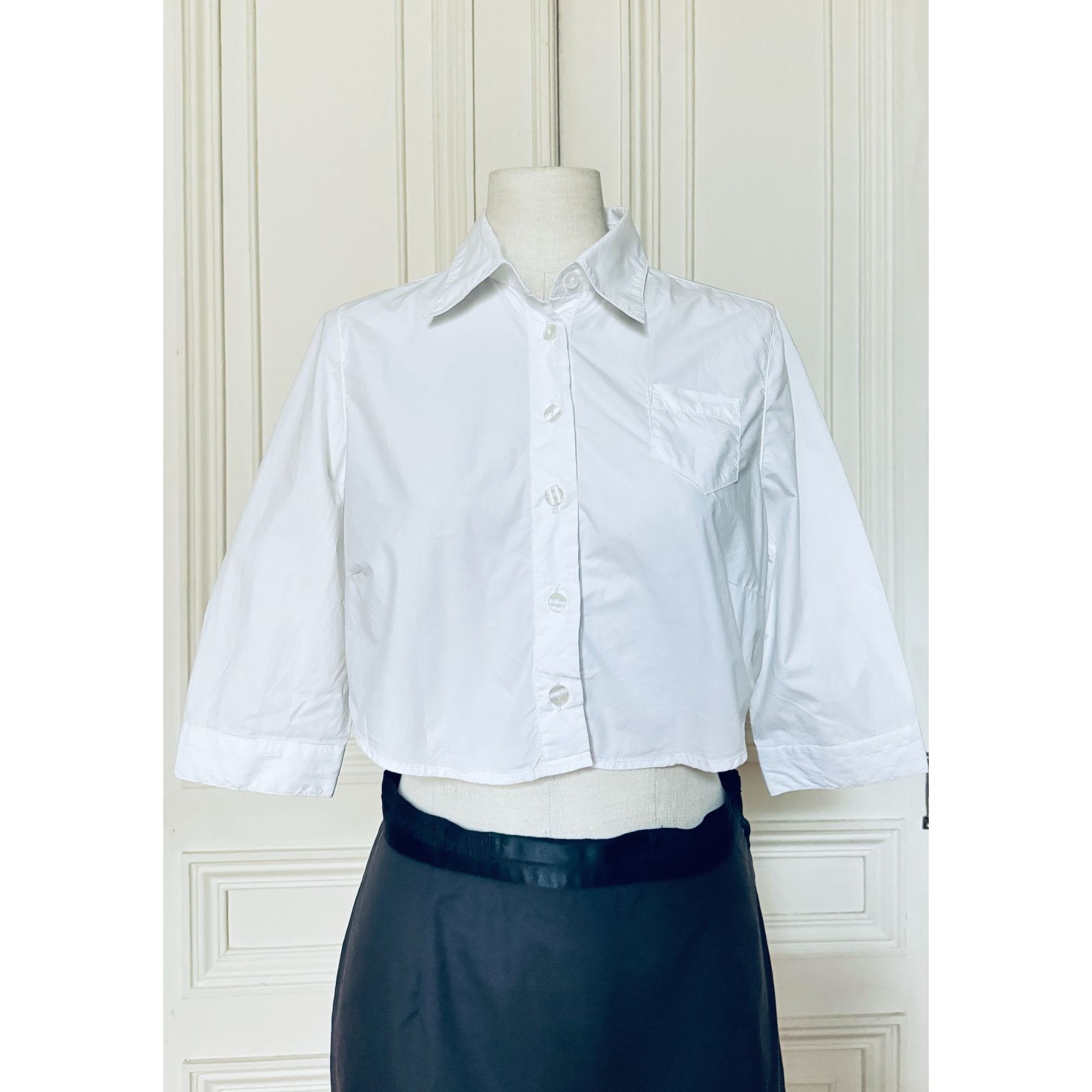 Jean Paul Gaultier JPG Jeans Vintage White Cotton Cropped Shirt Size M / US 6-8 / IT 42-44 - 1 Thumbnail