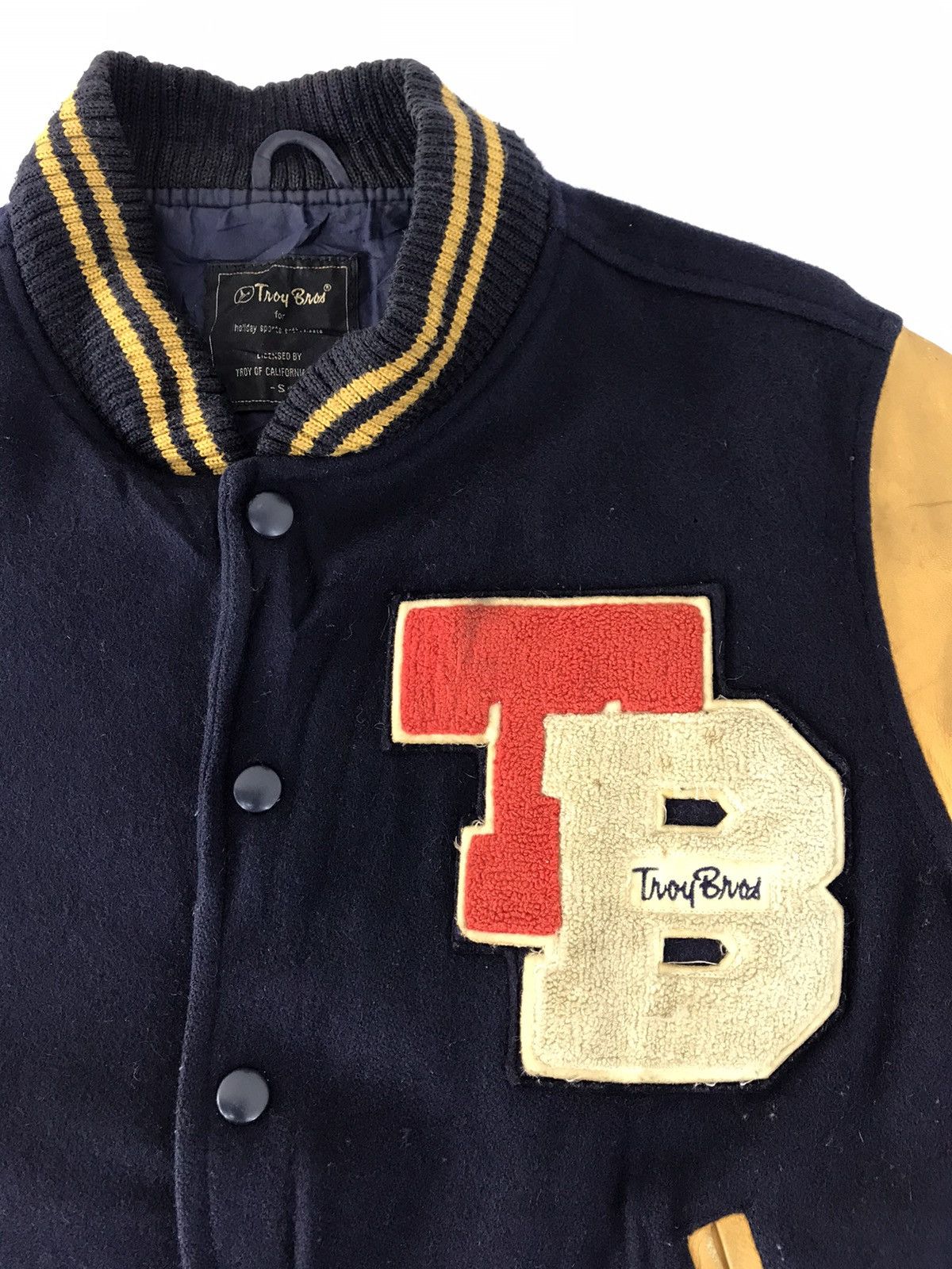 Leather 90s Troy Bros California Varsity Jacket Leather Sleeve Size US S / EU 44-46 / 1 - 3 Thumbnail