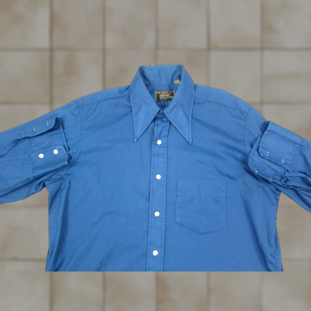 JCPenney TRUE Vintage Towncraft Shirt Mens L Blue Disco Leisure JCPenney 70s 80s Shirt Mens Blue Towncraft Button-Up Casual 60s 70s 80s HolidayMens Size US L / EU 52-54 / 3 - 1 Thumbnail
