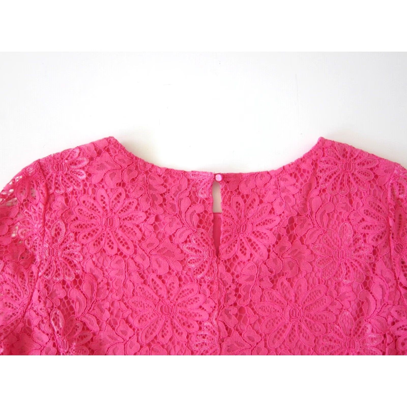 Nanette Lepore Nanette Lepore Neon Pink Crochet Knit Floral Flare Sleeve Tunic Blouse Top S Pink Women Blouse Floral Tunic 60% cotton 30% nylon 10% rayon M Size S / US 4 / IT 40 - 5 Thumbnail