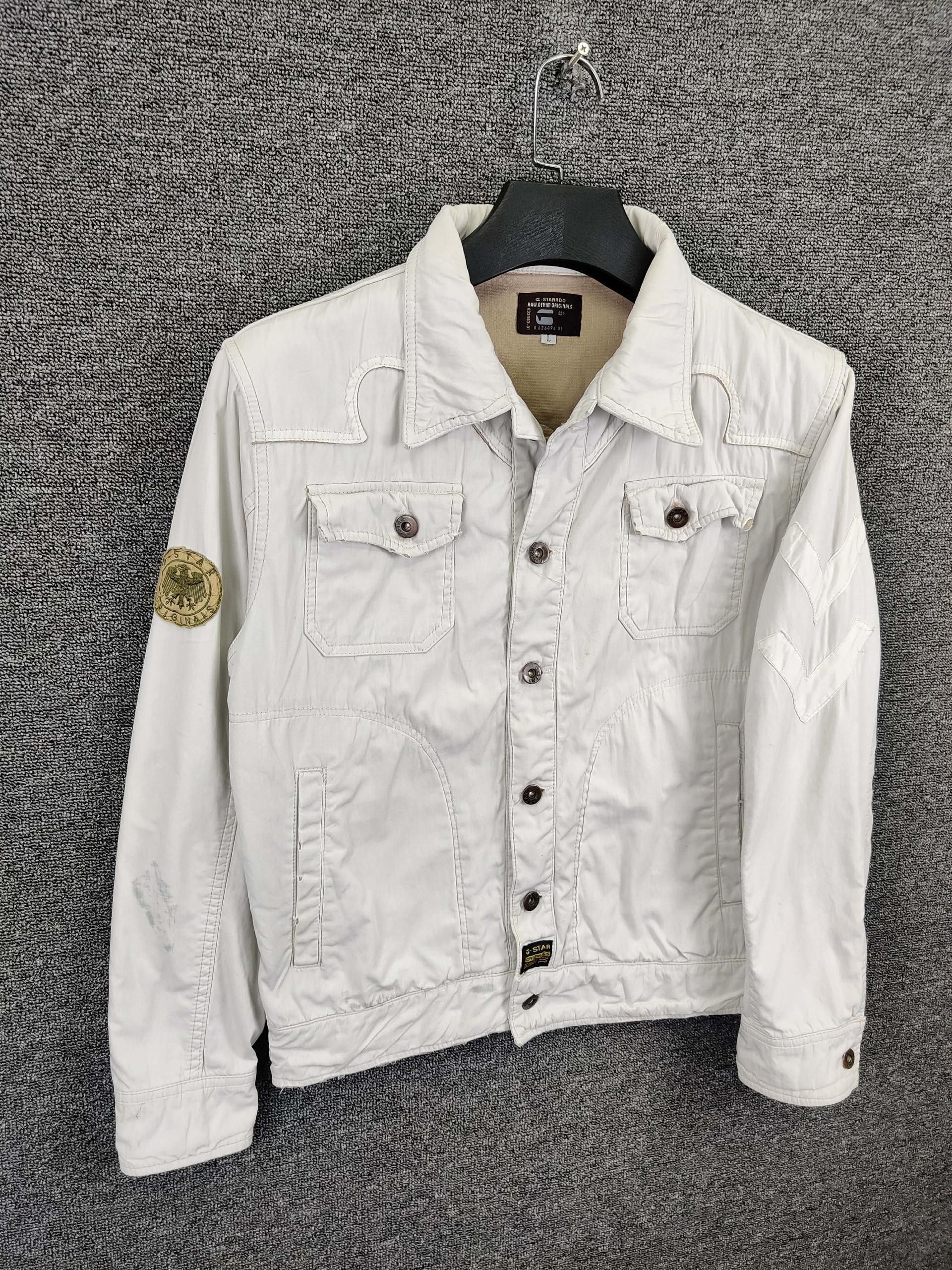 G-Star Vintage G-Star Raw White Denim Jacket Size US L / EU 52-54 / 3 - 5 Thumbnail